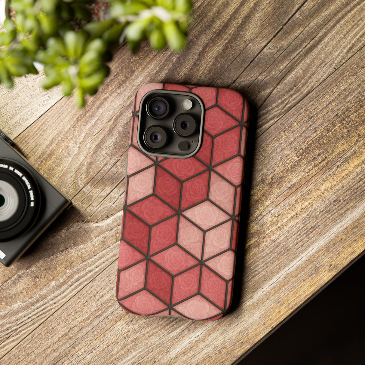 Geometric Stained Glass Illusion Phone Case Colorful Abstract Art, Aesthetic Protective Cover for iPhone, Samsung & Google, Unique Gift Idea Mom