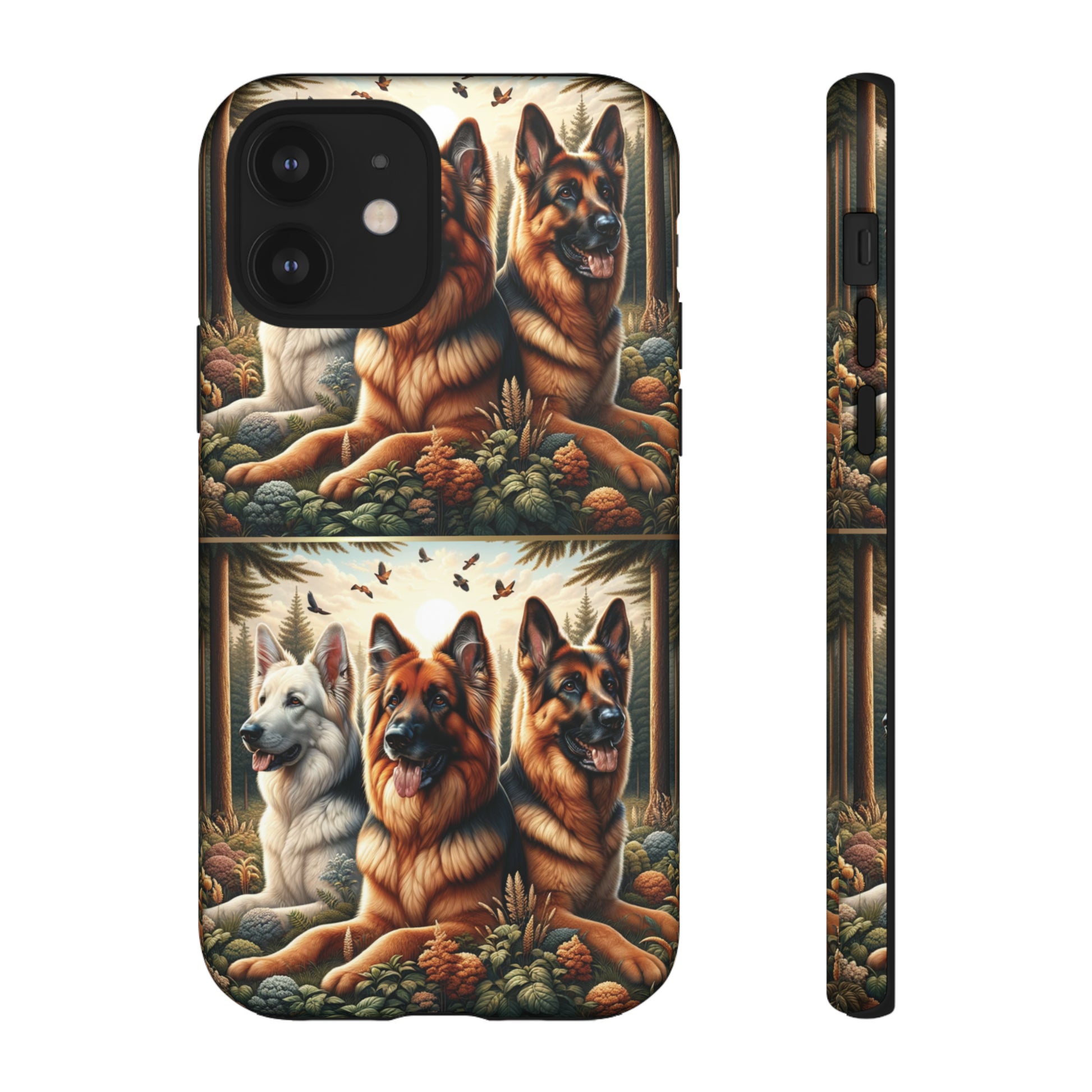 German Shepherd Phone Tough Case Floral Elegant Durable Dog Lover Devices iPhone 15, Samsung iPhone Samsung Accessory Gift for Her.