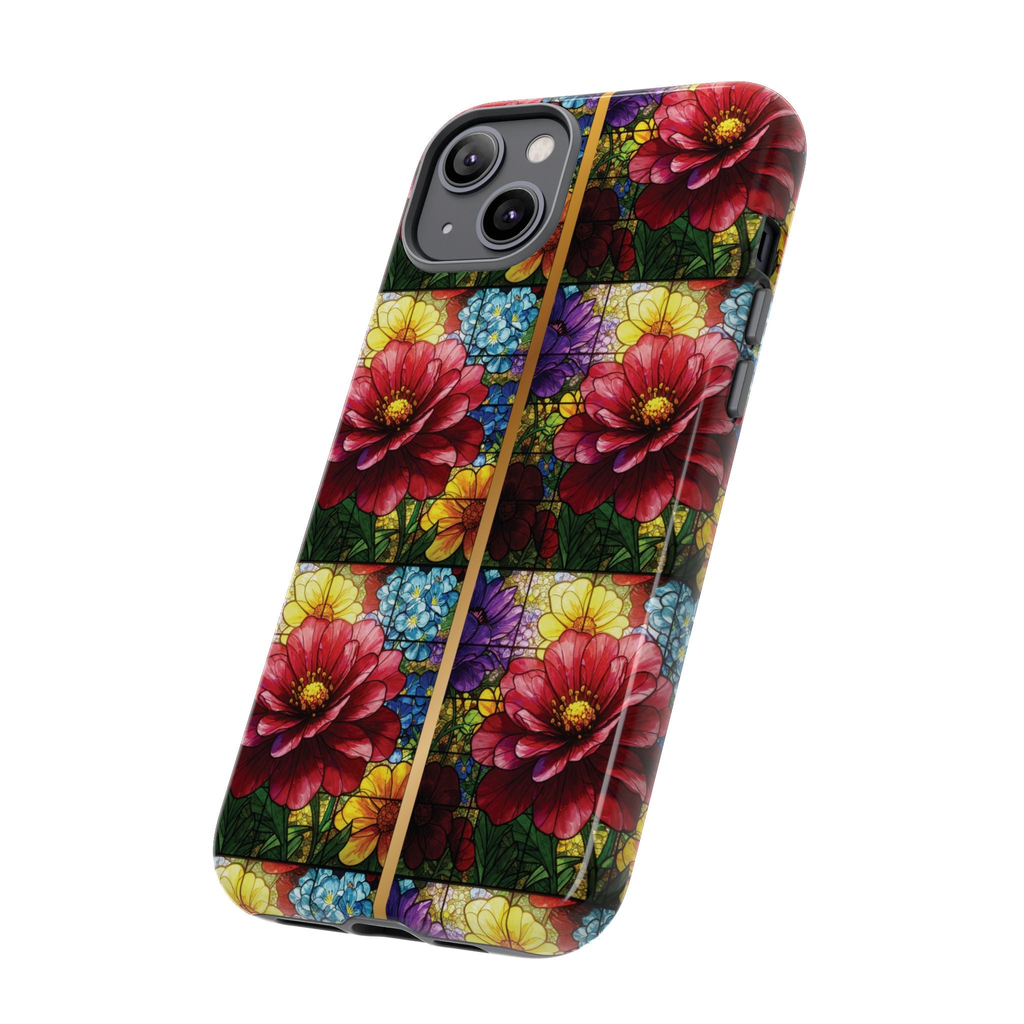 Stained Glass Illusion Floral Phone Case  3D Colorful Flower Design, Protective Christian Gift, Fits iPhone, Samsung, Google Pixel