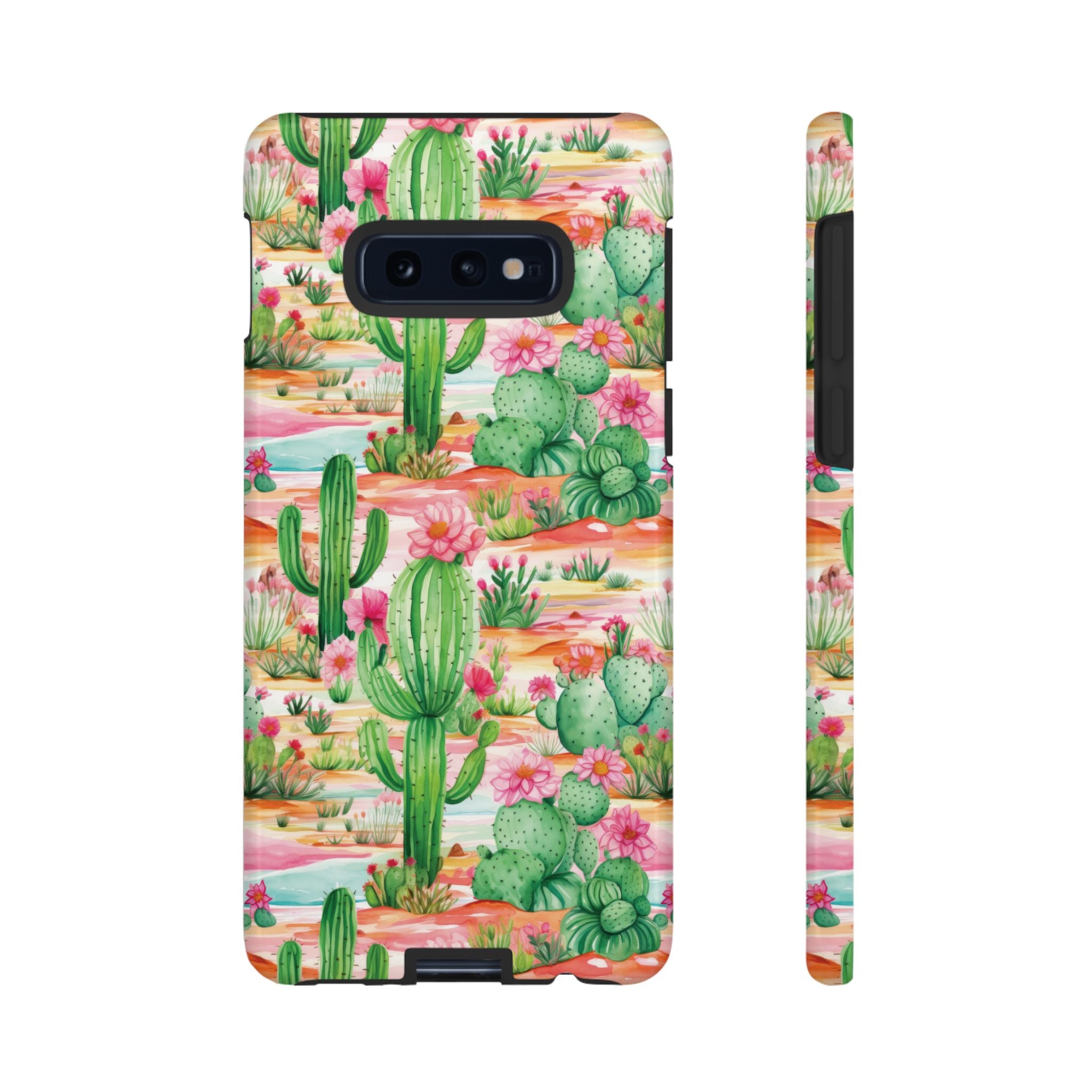 Pink and Mint Green Cactus Phone Case - Tough, Stylish Cover with Cactus Flowers | Durable Protection for iPhone & Android | Fresh Nature-Inspired Design!
