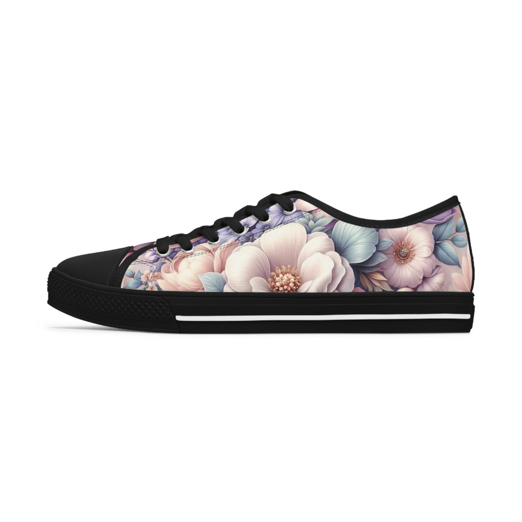 Women's Low Top Sneakers Breathable Polyester Canvas, Lightweight Stylish Floral Pastel Design, Comfortable All-Day Wear, Perfect for Walking and Everyday Activities - MRSBYVALLE
