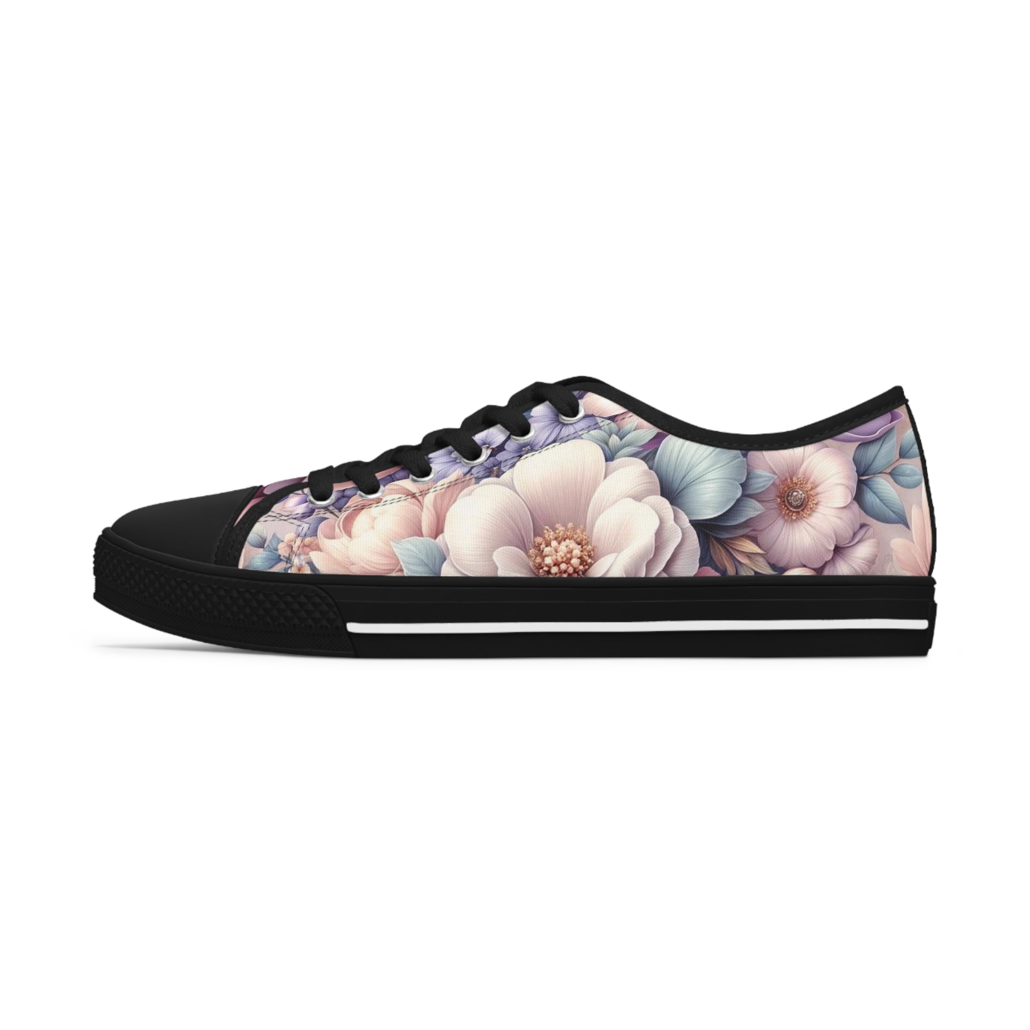 Women's Low Top Sneakers Breathable Polyester Canvas, Lightweight Stylish Floral Pastel Design, Comfortable All-Day Wear, Perfect for Walking and Everyday Activities - MRSBYVALLE