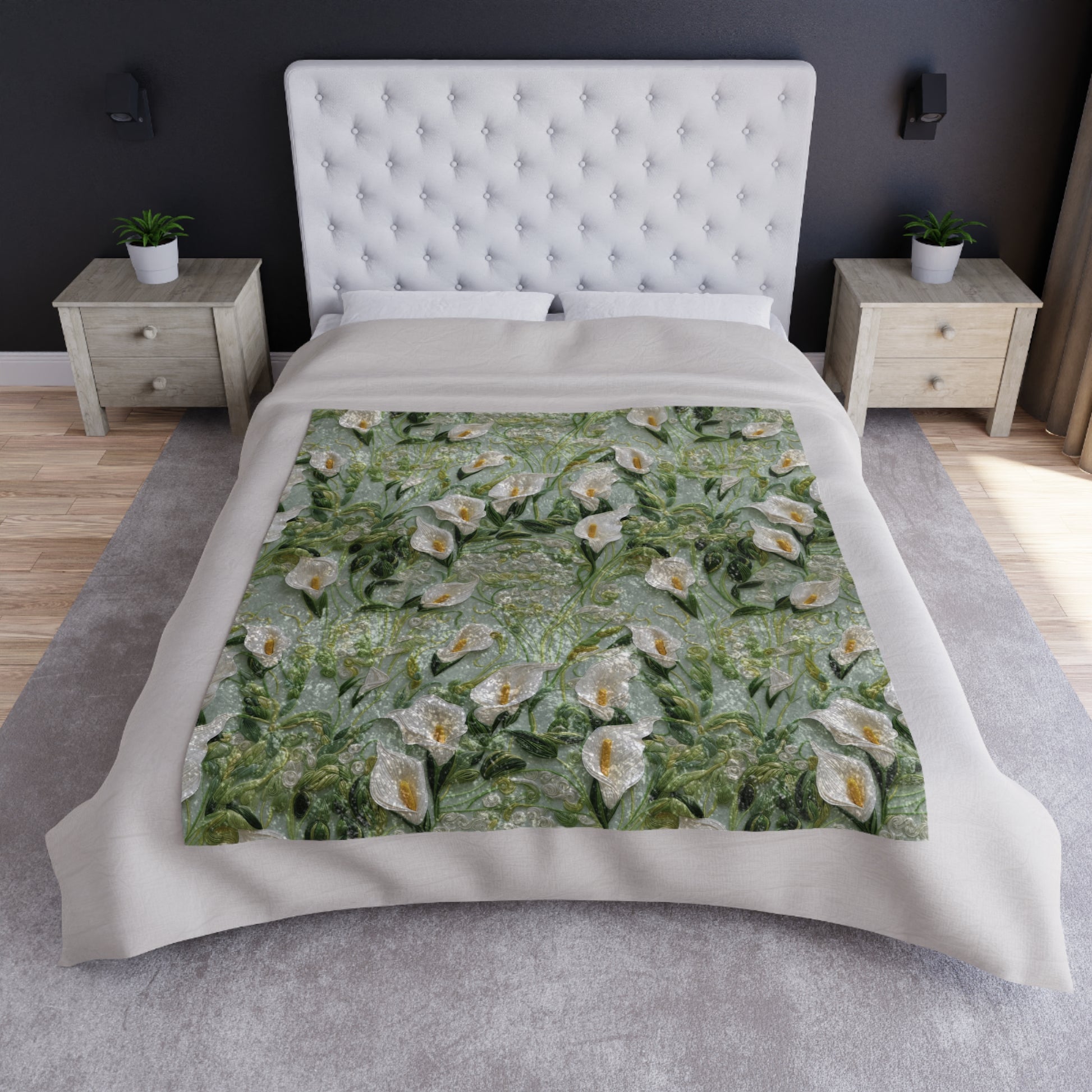 Luxurious Calla Lily Velvet Blanket 50x60 Soft, Cozy Holiday Throw for Elegant Decor | Perfect Gift for Winter, Bedroom, Living Room, and Seasonal Warmth Gift - MRSBYVALLE