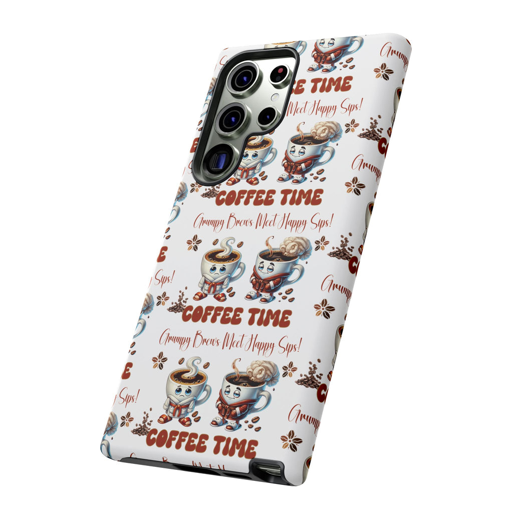 Grumpy Brews Meet Happy Sips Phone Case Compatible with iPhone, Samsung & Pixel | Fun, Durable Protection for Coffee Lovers | Unique Design, Shockproof & Scratch-Resistant Perfect for Coffee Lover - MRSBYVALLE