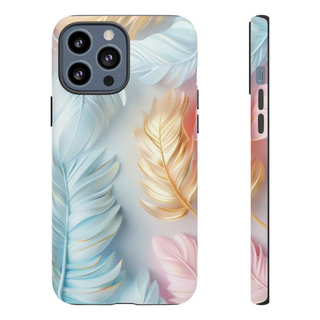Pastel Feathers Protective Phone Case Gift for Her Phone 15, Samsung iPhone Samsung Gift for Her Case iPhone 15, Samsung iPhone Samsung Accessory Gift for Her