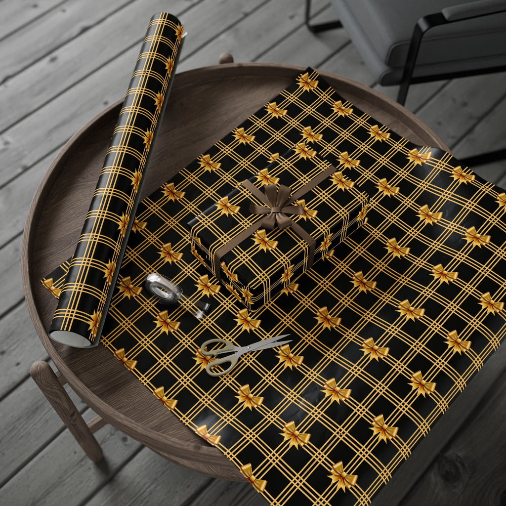 Black and Gold Bows Wrapping Paper Luxury Lover's Wrapping Paper Collection Festive Perfect for Wedding Holiday Decor – Premium Quality