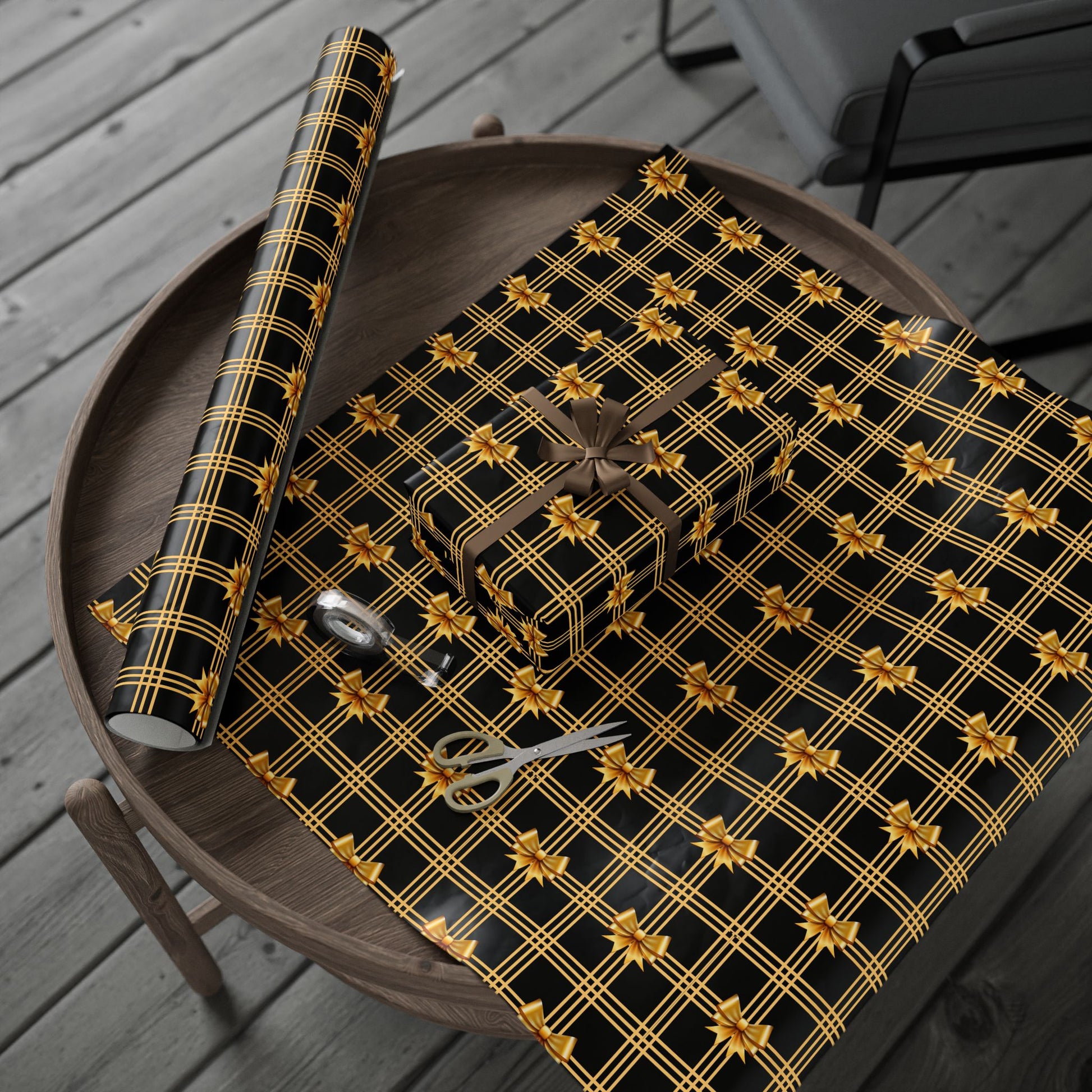 Black and Gold Bows Wrapping Paper Luxury Lover's Wrapping Paper Collection Festive Perfect for Wedding Holiday Decor – Premium Quality
