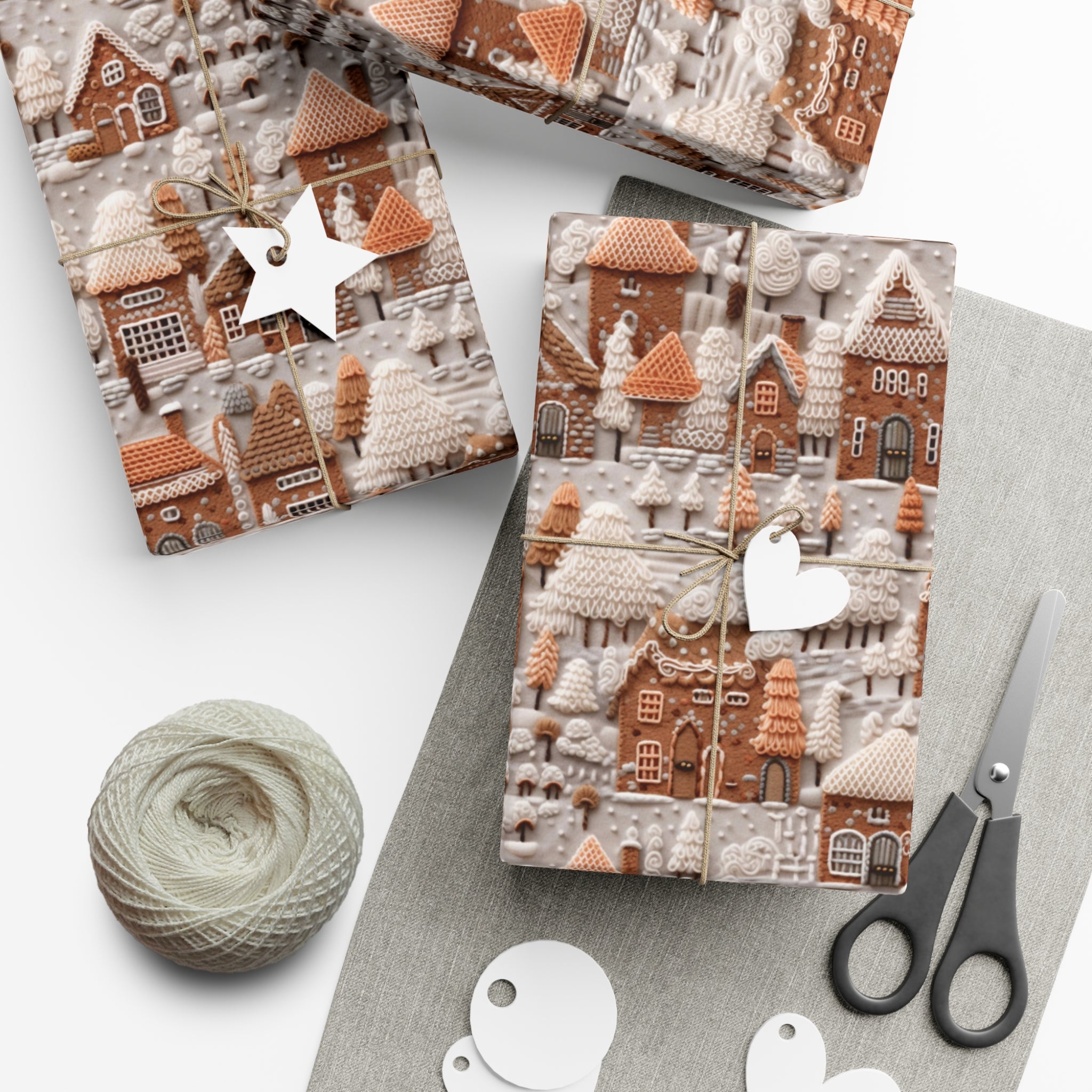 Charming Gingerbread House Wrapping Paper - Festive Holiday Design, Premium Quality, 100% Recyclable, Perfect for Christmas Gifts and Special Occasions - MRSBYVALLE