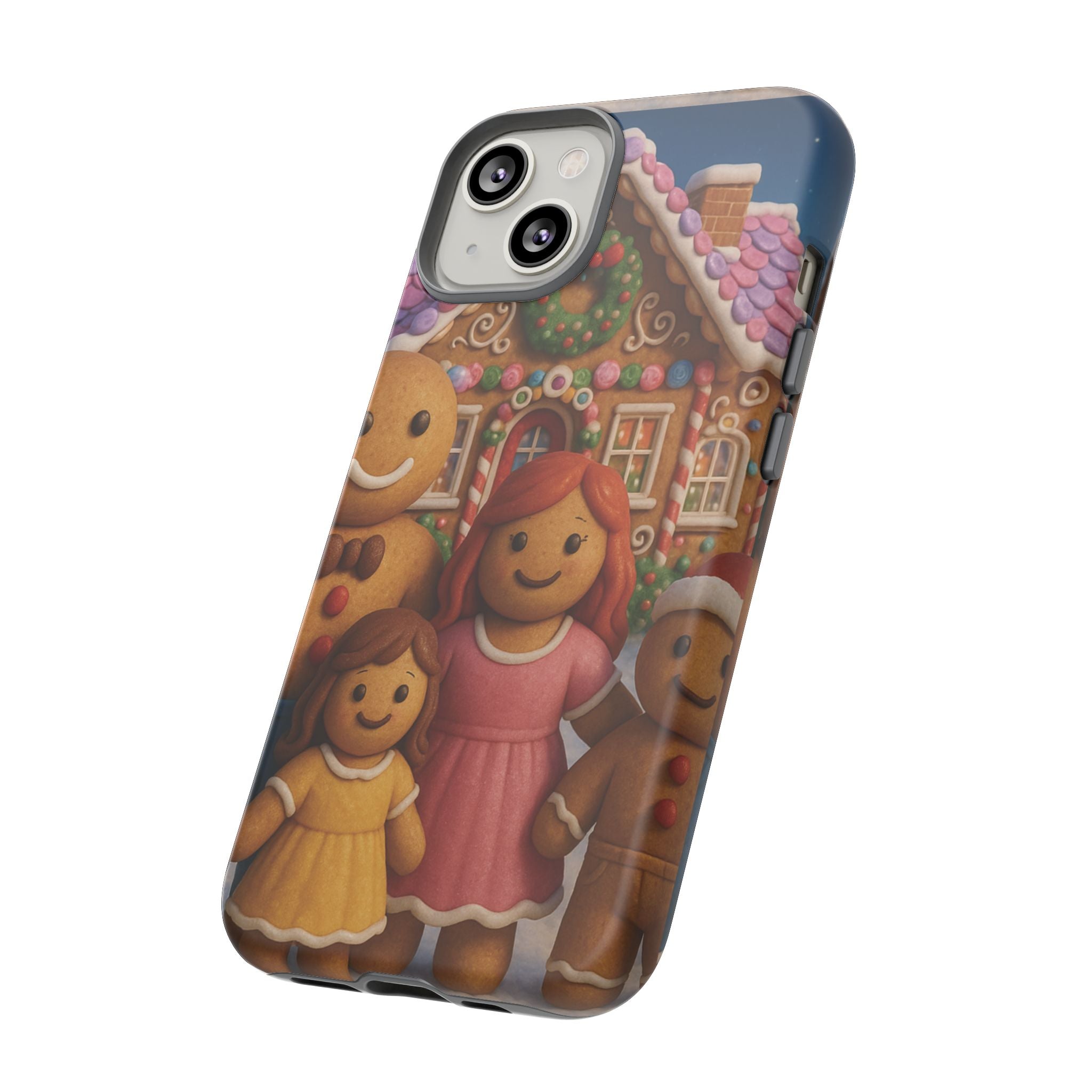 Coque de téléphone esthétique Famille en Pain d'Épices – Design d'inspiration vintage sur le thème de Noël – Étui stylé pour modèles iPhone et Samsung Galaxy