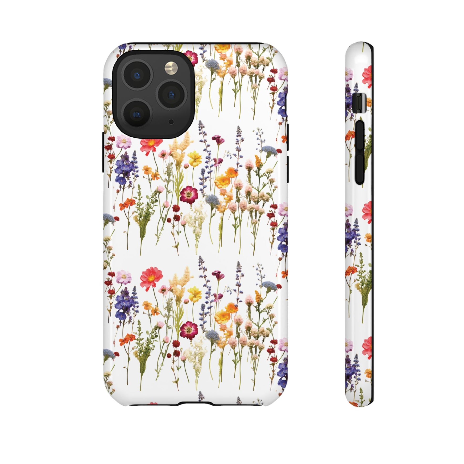 White Best Phone Case Press Flowers Floral 3D Illusion Luxury Tough Case Floral Elegant Durable Stylish for Modern Devices iPhone 17, 16, 15, Samsung iPhone Samsung Accessory Gift for Her
