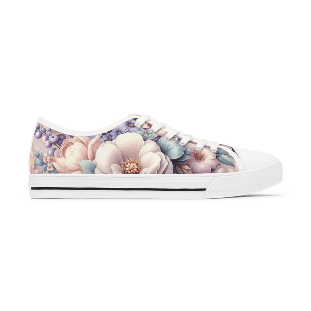 Women's Low Top Sneakers Breathable Polyester Canvas, Lightweight Stylish Floral Pastel Design, Comfortable All-Day Wear, Perfect for Walking and Everyday Activities - MRSBYVALLE