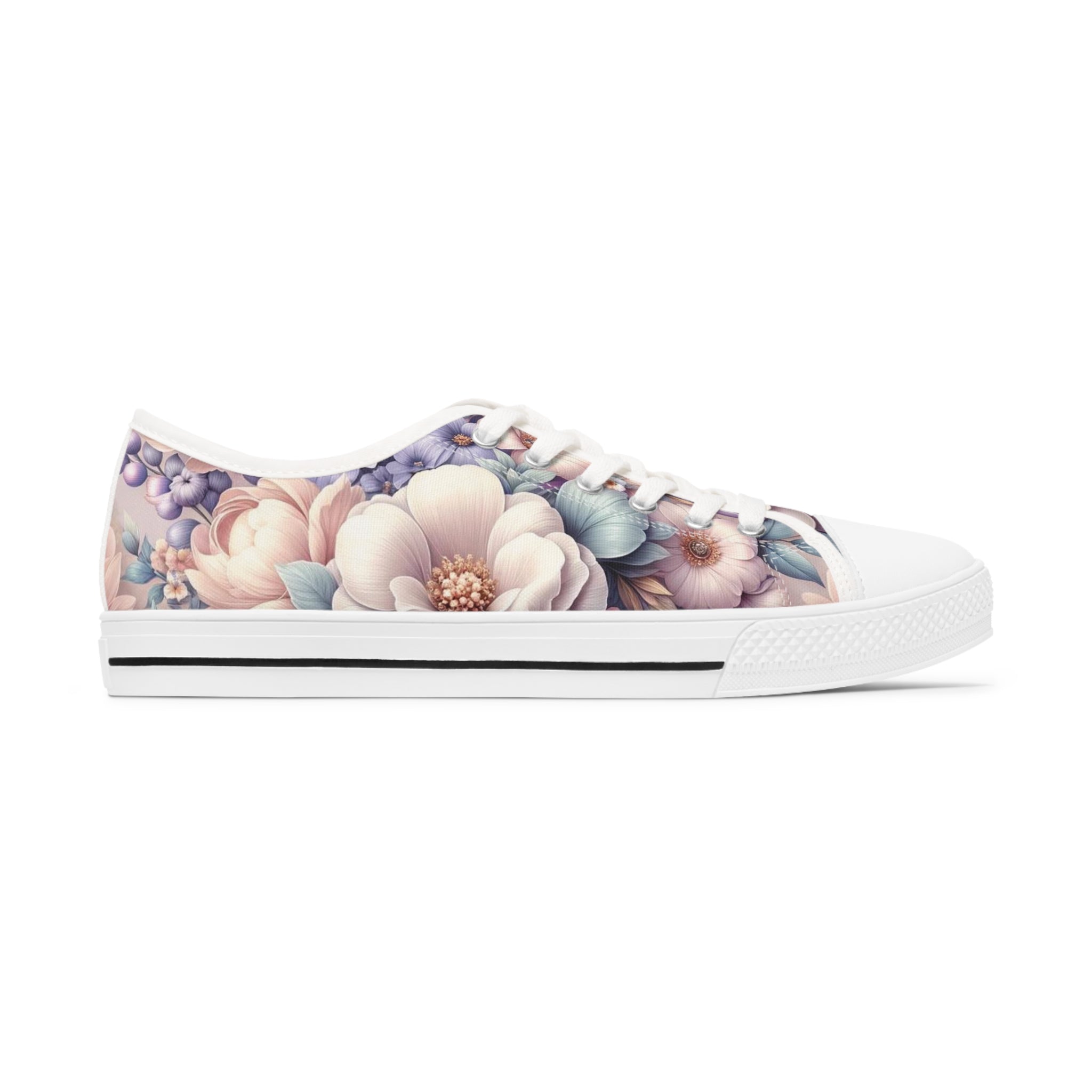 Women's Low Top Sneakers Breathable Polyester Canvas, Lightweight Stylish Floral Pastel Design, Comfortable All-Day Wear, Perfect for Walking and Everyday Activities - MRSBYVALLE