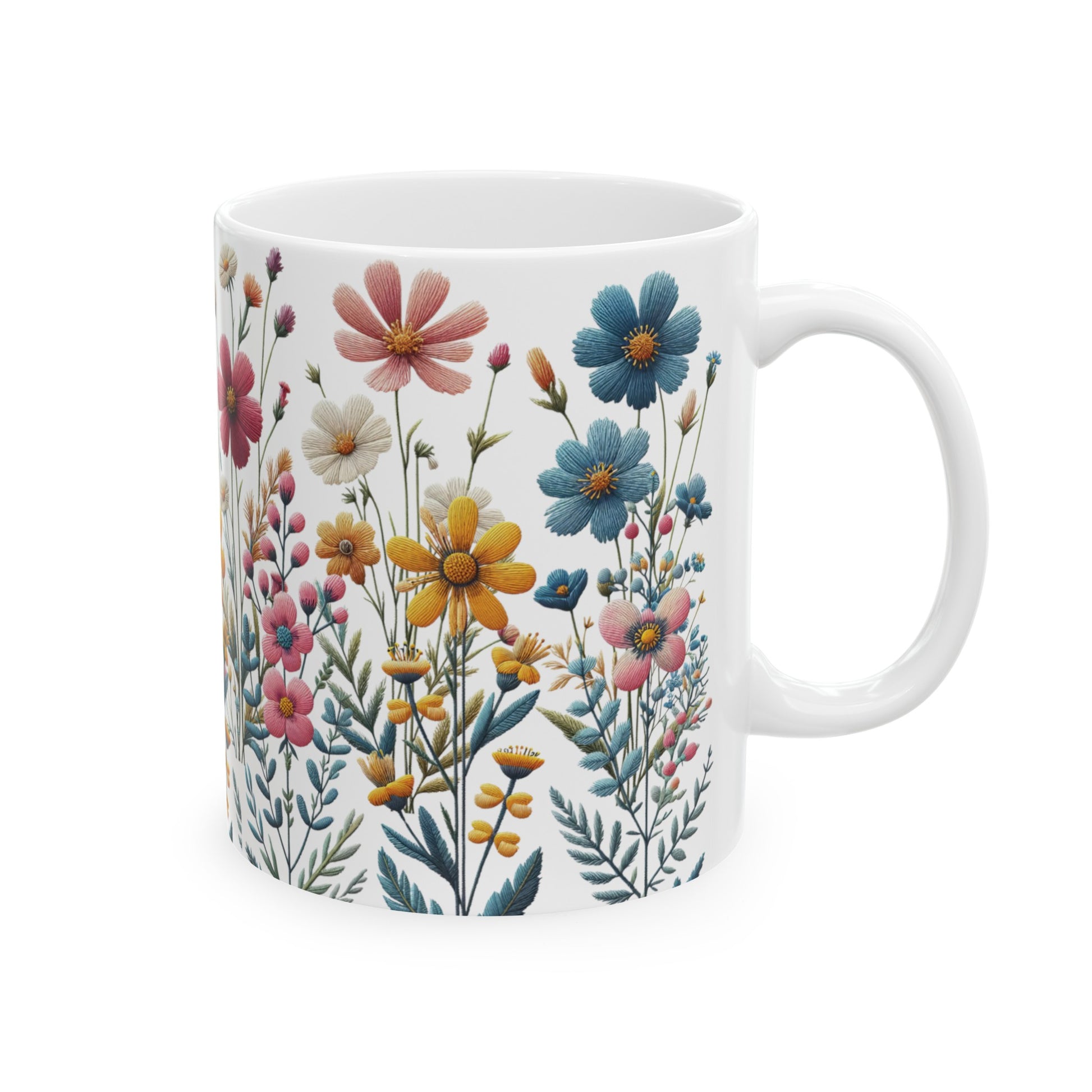 Boho Wildflower Coffee Ceramic Mugs – Perfect for Your Morning Brew | 11 oz & 15 oz Sizes Floral Mug for Tea, Cocoa, and More Unique Bohemian Design Gift for Nature Lovers - MRSBYVALLE