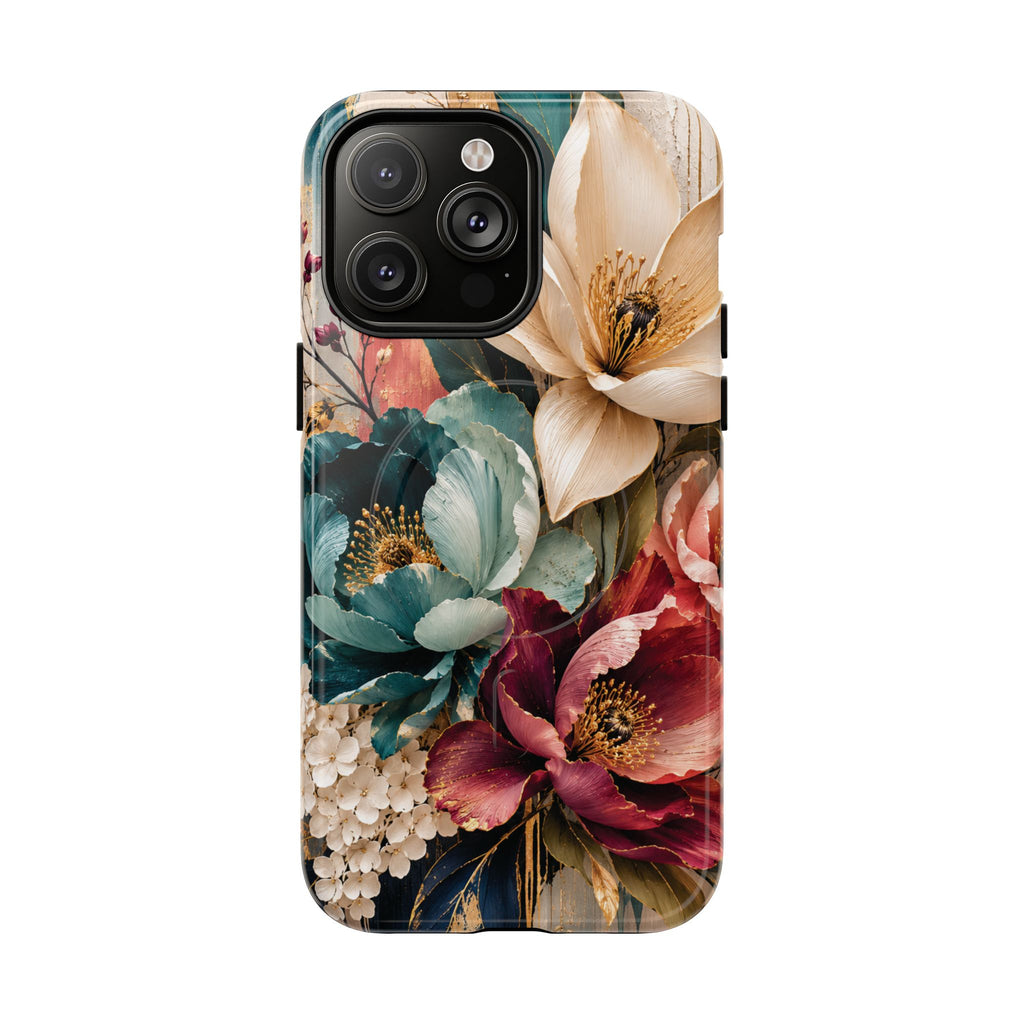 Vintage Floral Bouquet phone case Tough Magnetic Case Velvet Bloom Floral Art iPhone Case  Botanical Protective Case Samsung Modern Garden