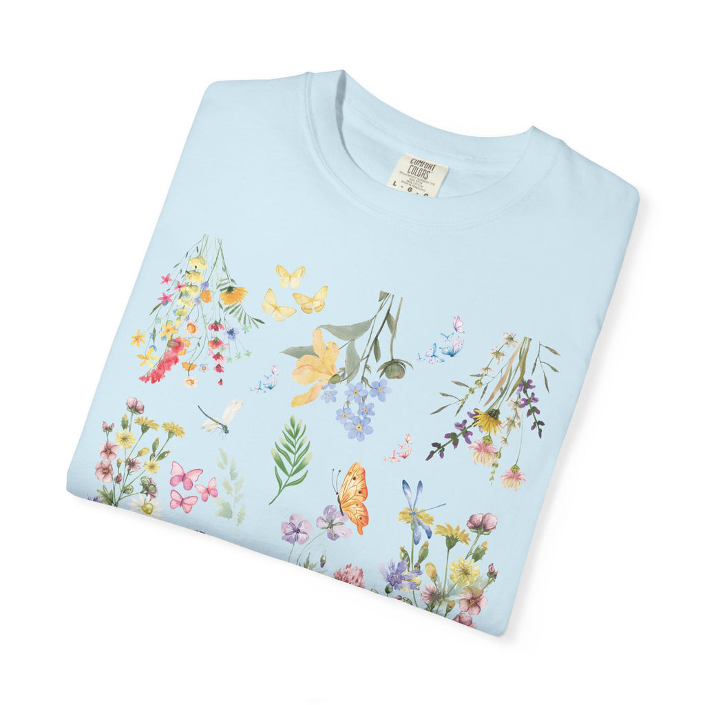 T-Shirt Bohème Fleurs Sauvages Aquarelle — T-Shirt Bohème Fleuri