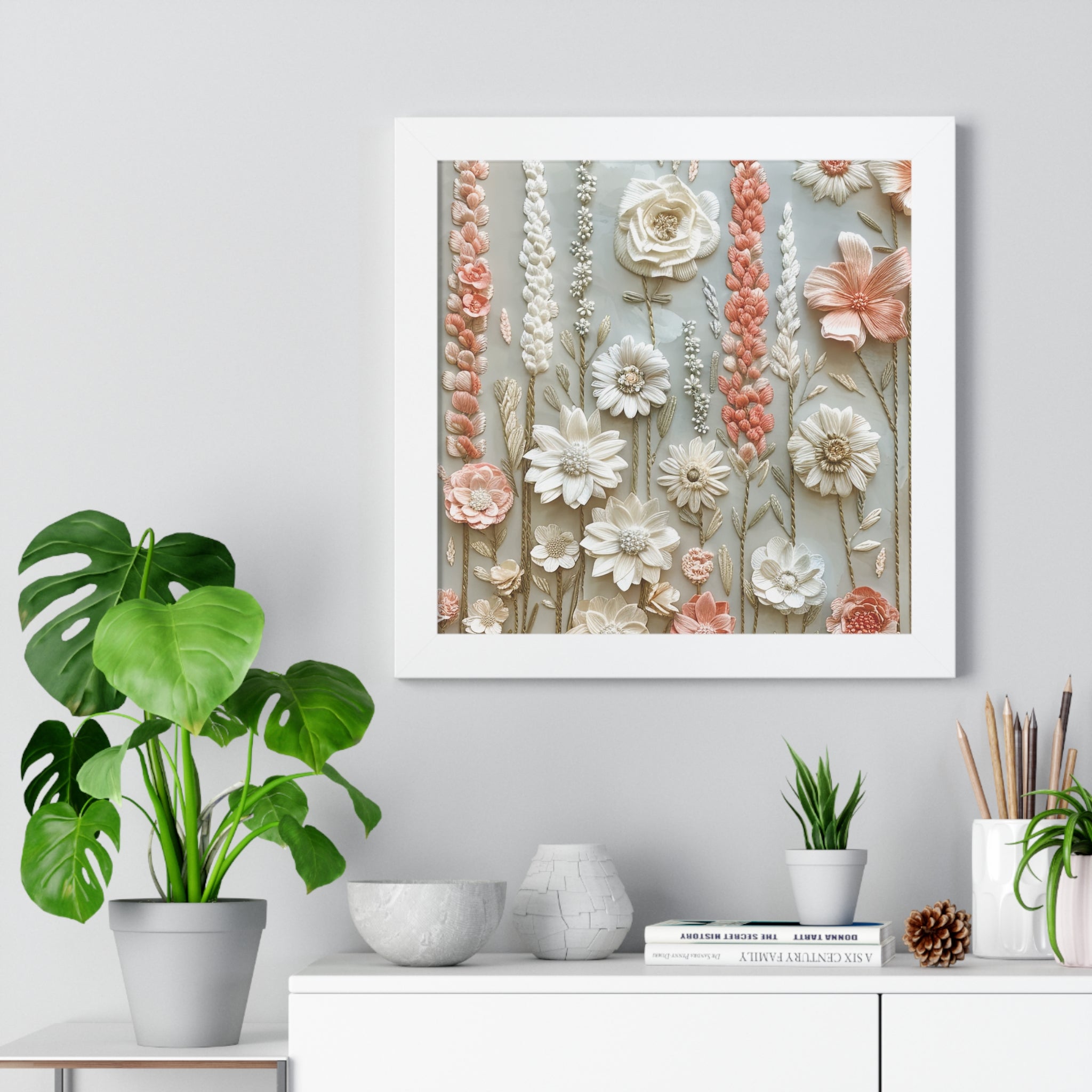 Delicate Pastel Floral Wall Art Captivating Blossom Patterns in Soft Hues and Elegant Home Décor Perfect for Living Rooms, Bedrooms, and Cozy Corners Encased in Black, White, or Walnut Frames with Durable Ready to Hang  Timelessly Crafted. - MRSBYVALLE
