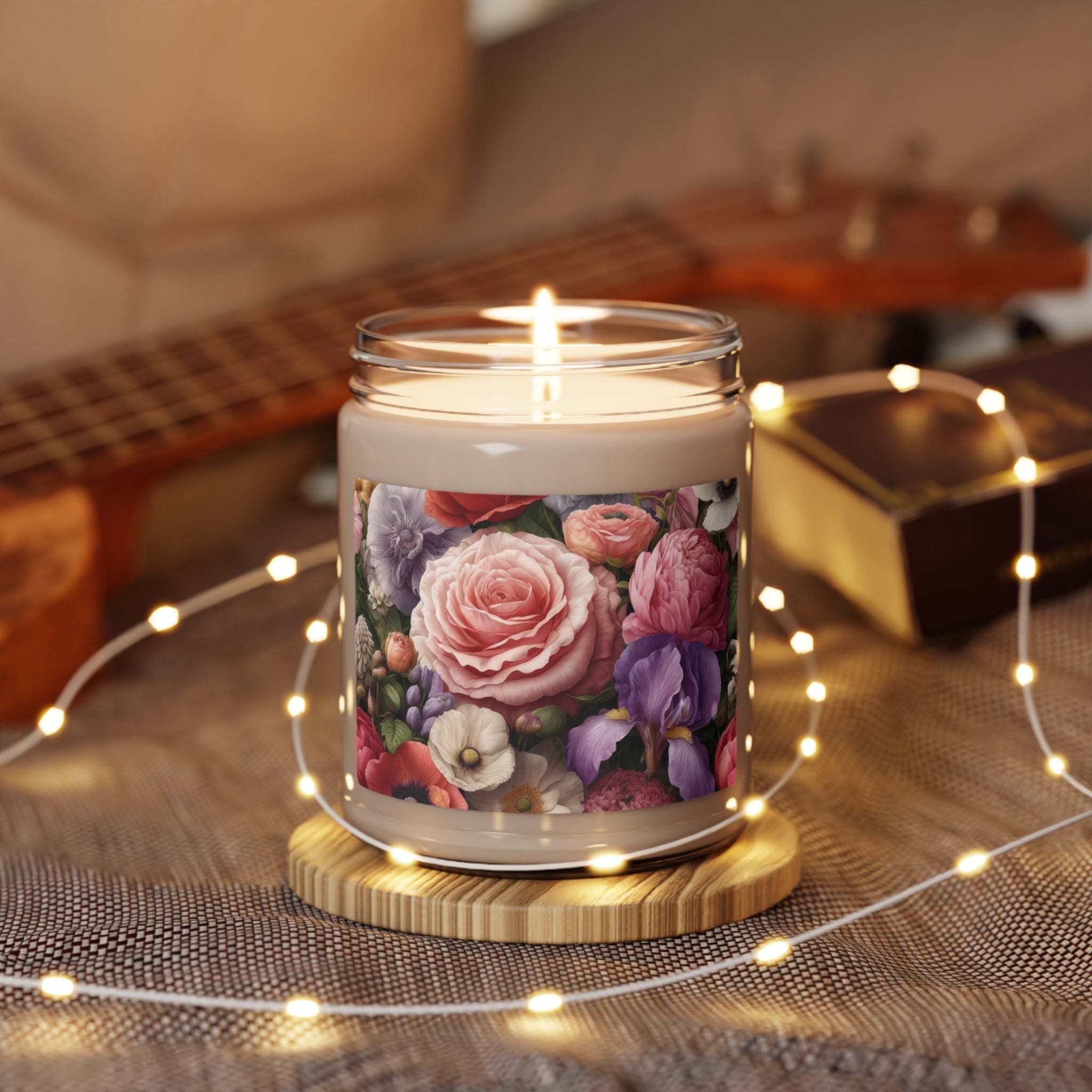 Botanical Bliss Scented 9oz Candle Rose, Peony, Sweet Pea, Poppy, and Clematis Harmony Perfect for Bedrooms, Home Offices, and Hallways Scented Soy Wedding, Bridal Shower, Mother's Day Gift Housewarming Gift.