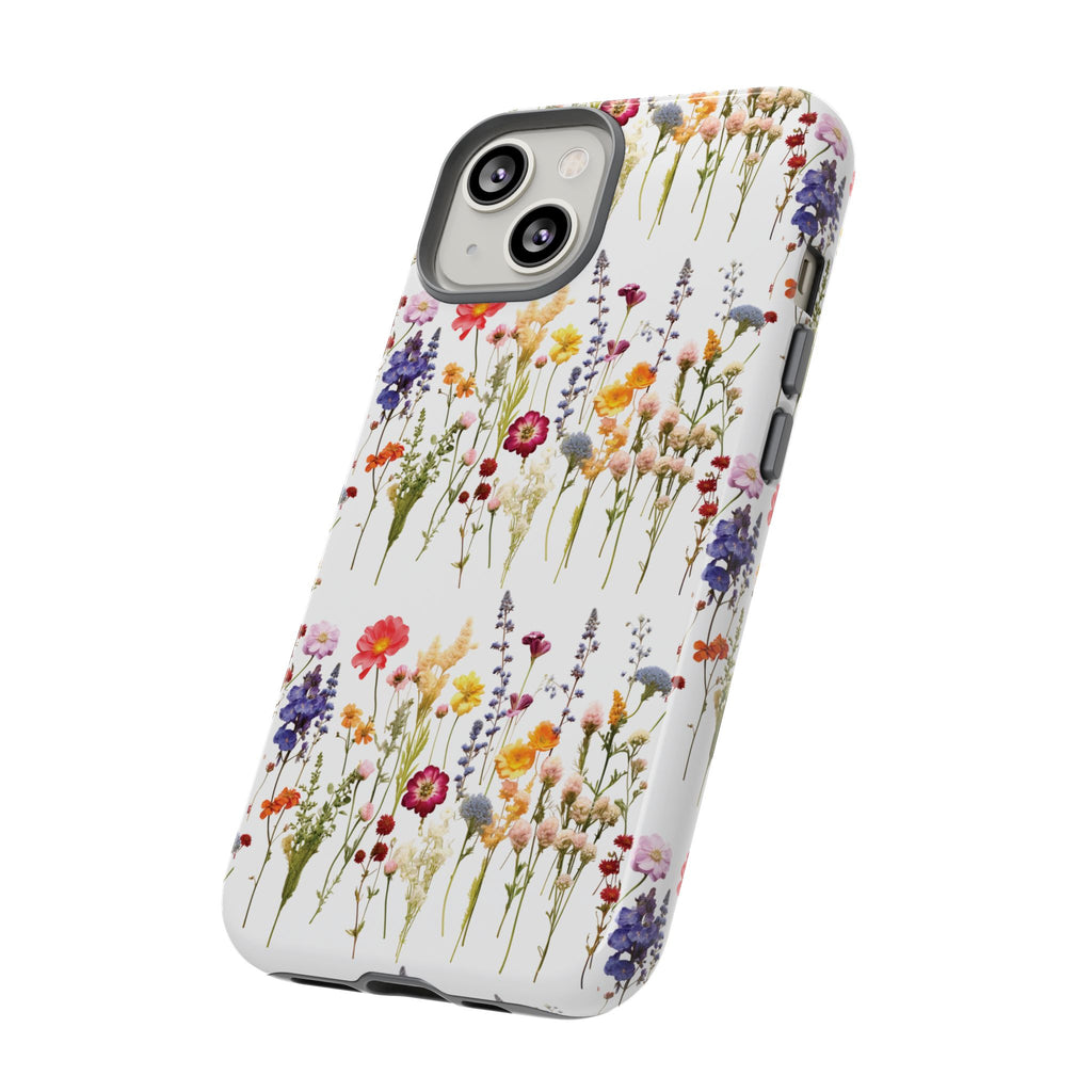 White Best Phone Case Press Flowers Floral 3D Illusion Luxury Tough Case Floral Elegant Durable Stylish for Modern Devices iPhone 17, 16, 15, Samsung iPhone Samsung Accessory Gift for Her