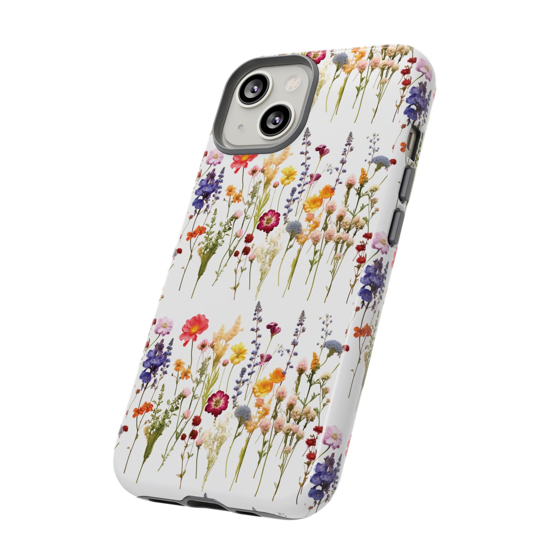 White Best Phone Case Press Flowers Floral 3D Illusion Luxury Tough Case Floral Elegant Durable Stylish for Modern Devices iPhone 17, 16, 15, Samsung iPhone Samsung Accessory Gift for Her