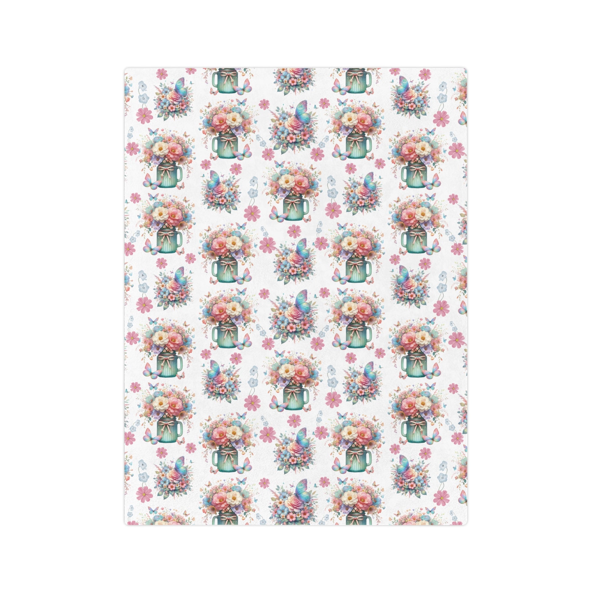 White Pastel Wildflower Minky Blanket Luxurious 100% Polyester Cozy Comfort Throw Ultra-Soft Microfiber Comfort Blanket, Perfect for Snuggling Decor, Cozy All-Season Warmth, Comfort Housewarming Gift Throw.