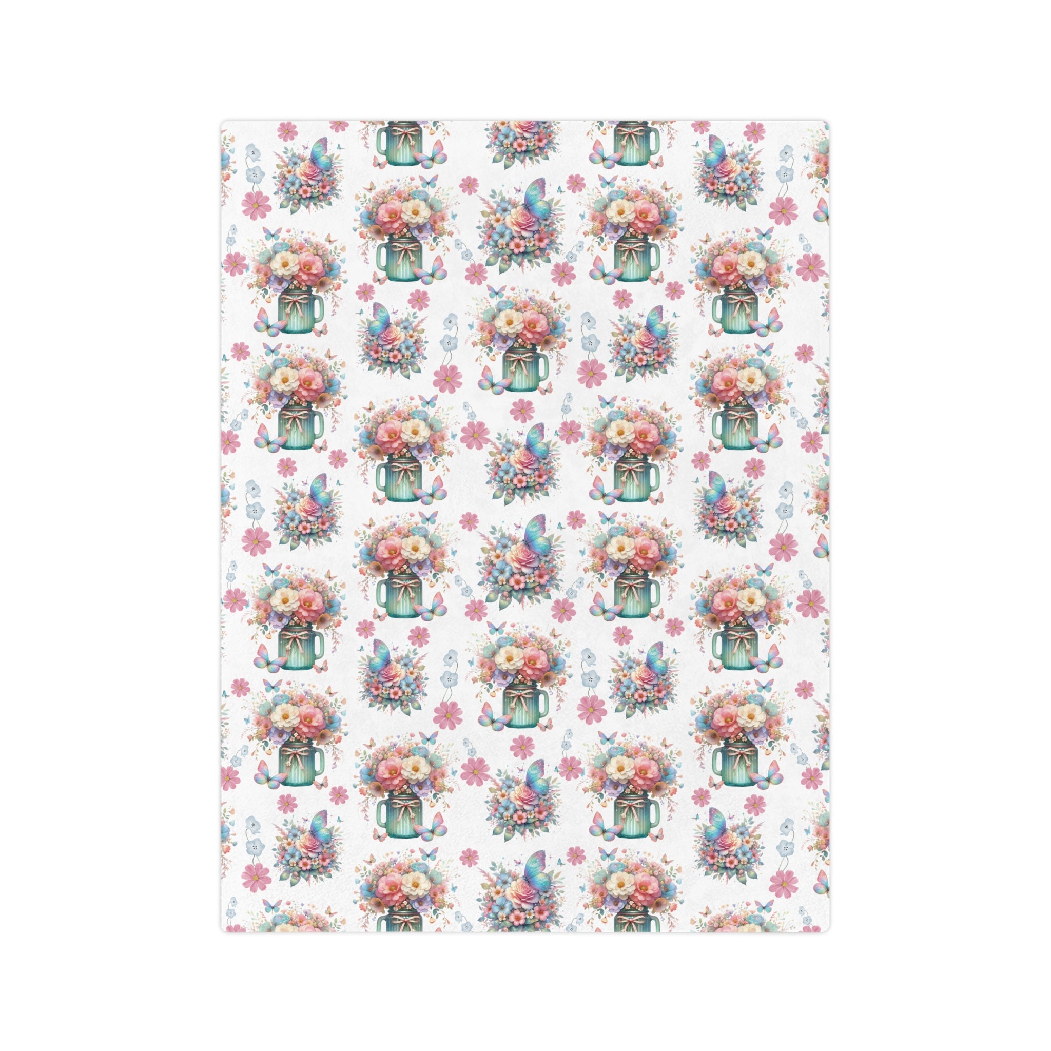 White Pastel Wildflower Minky Blanket Luxurious 100% Polyester Cozy Comfort Throw Ultra-Soft Microfiber Comfort Blanket, Perfect for Snuggling Decor, Cozy All-Season Warmth, Comfort Housewarming Gift Throw.