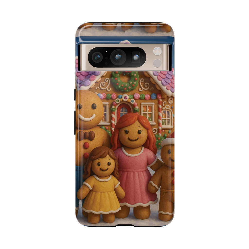 Coque de téléphone esthétique Famille en Pain d'Épices – Design d'inspiration vintage sur le thème de Noël – Étui stylé pour modèles iPhone et Samsung Galaxy