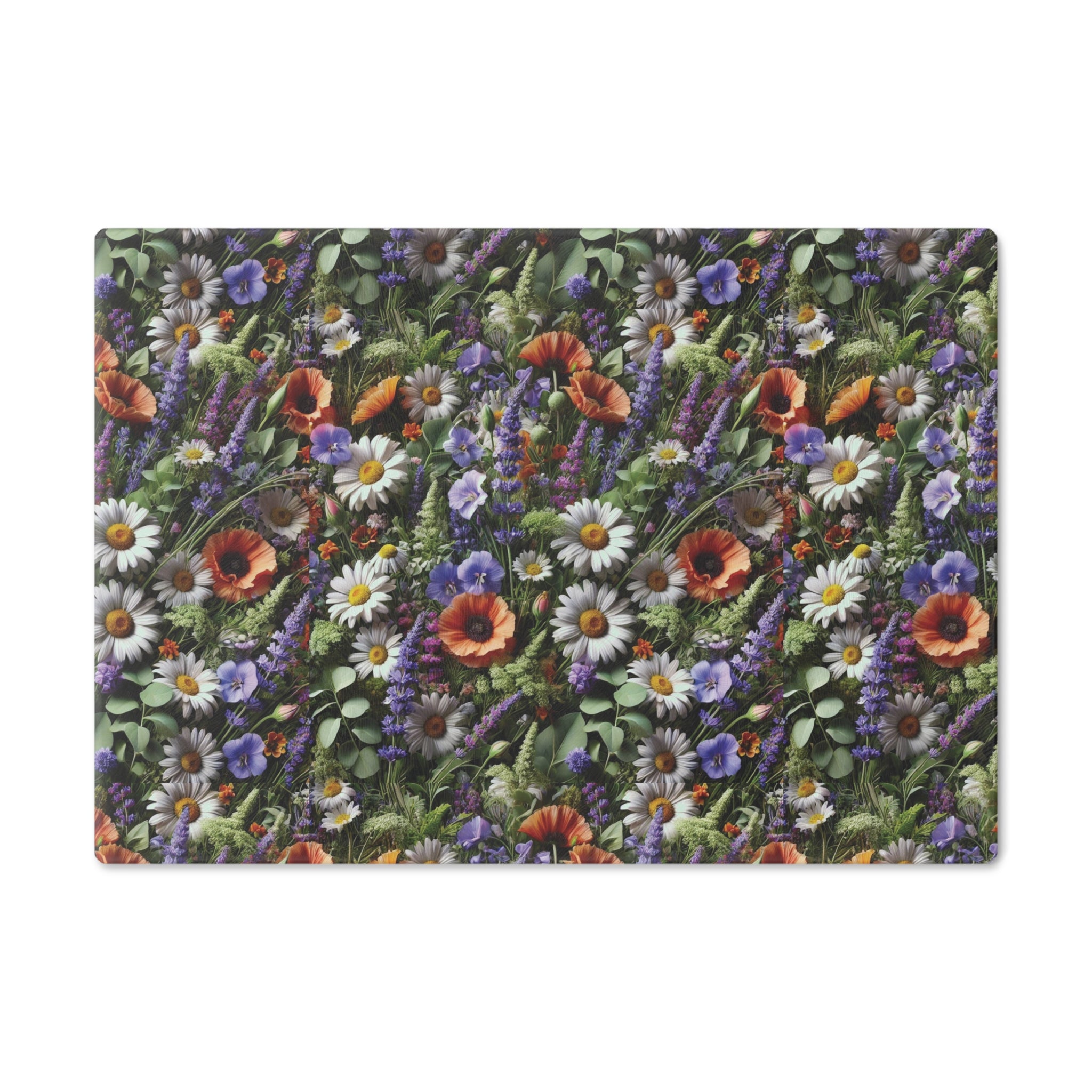 Boho Wildflowers Cutting Board - Durable Glass Kitchen Decor, Vibrant Floral Design, Perfect for Chopping, Serving, or Gifting - MRSBYVALLE