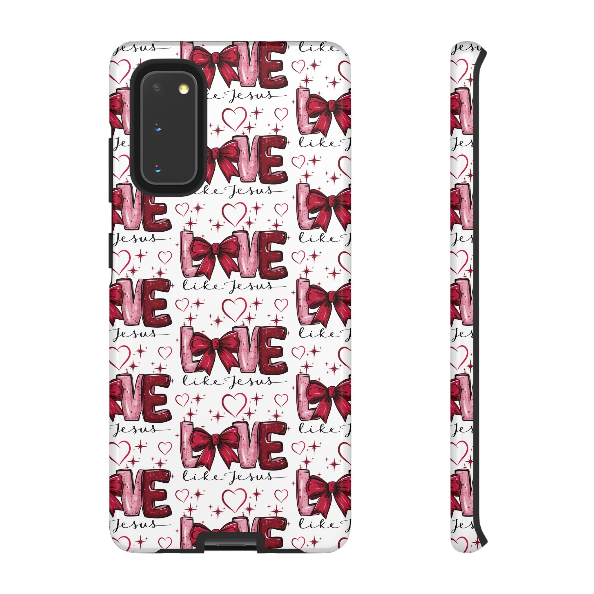 Love Like Jesus Red Bows and Hearts—Tough, Faithful Phone Cases & Religious iPhone Accessories: Protect Your Device & Show Your Faith