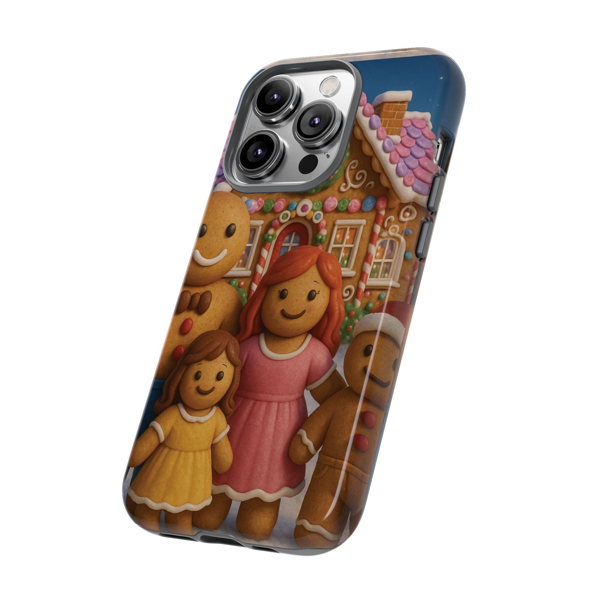 Coque de téléphone esthétique Famille en Pain d'Épices – Design d'inspiration vintage sur le thème de Noël – Étui stylé pour modèles iPhone et Samsung Galaxy
