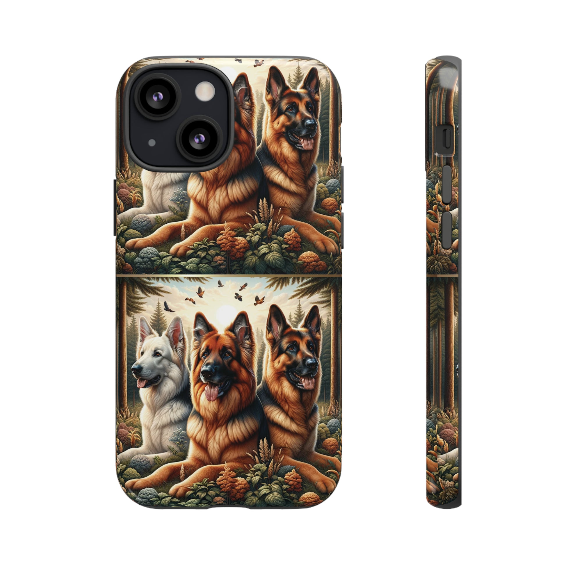 German Shepherd Phone Tough Case Floral Elegant Durable Dog Lover Devices iPhone 15, Samsung iPhone Samsung Accessory Gift for Her.