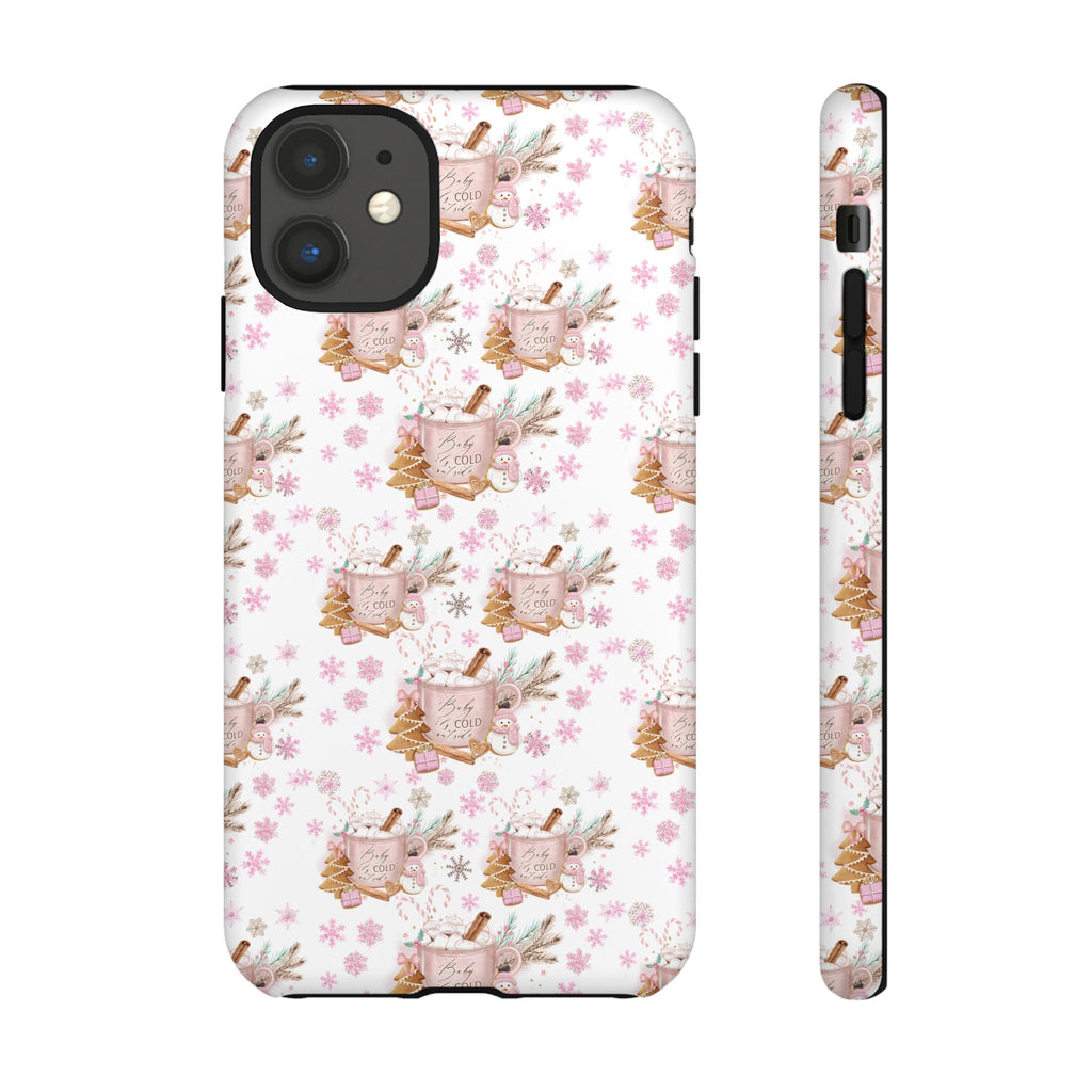 Baby it's Cold Outside Pink and White Phone Case Unique Holiday Protection for Your Device | Stylish & Durable Cover Gift for Her Phone 15, Samsung iPhone Samsung Accessory Gift for Her