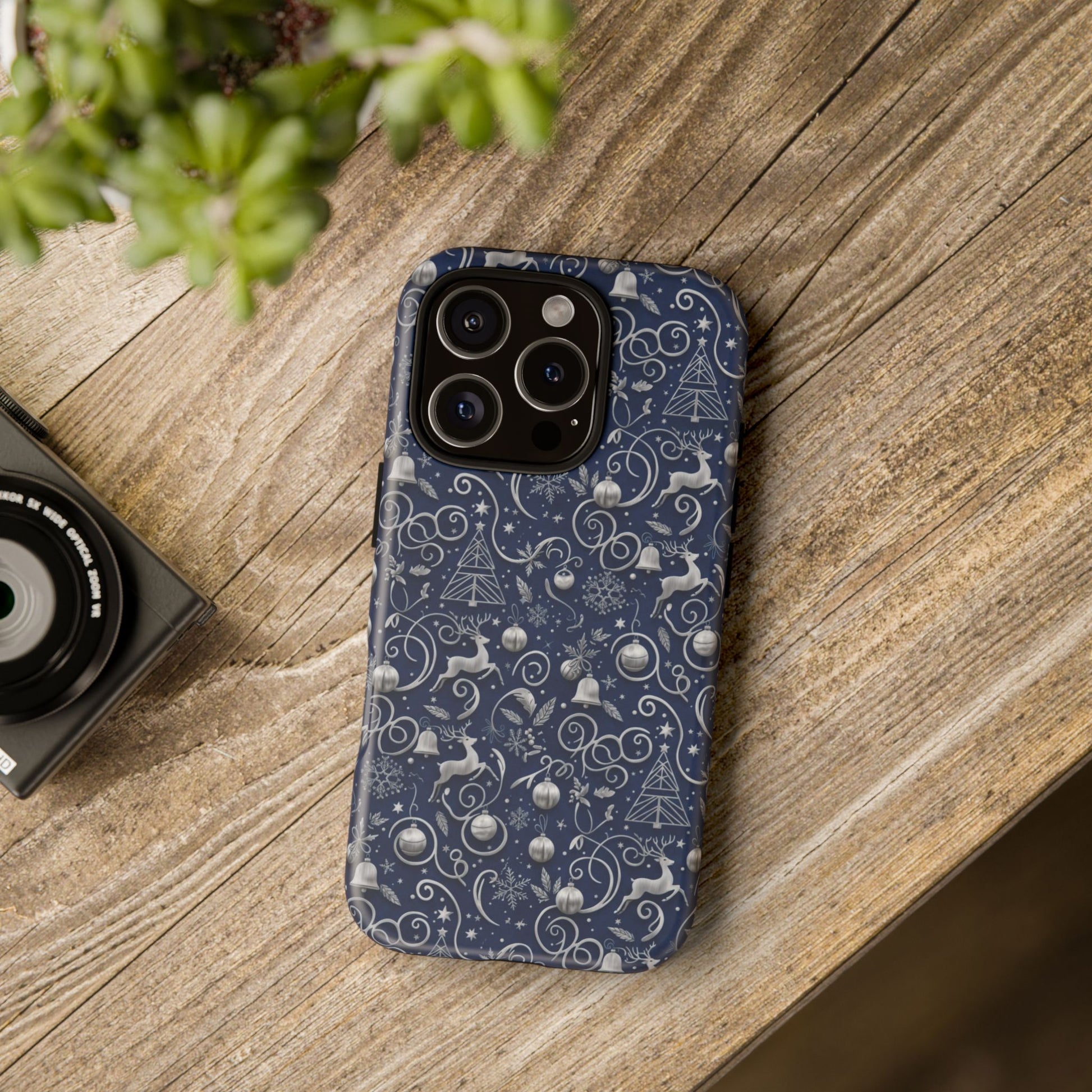 Blue & Silver Christmas Phone Case – Holiday Sparkle Design for iPhone 17, All iPhones & Galaxy | MRSBYVALLE Gift for Her
