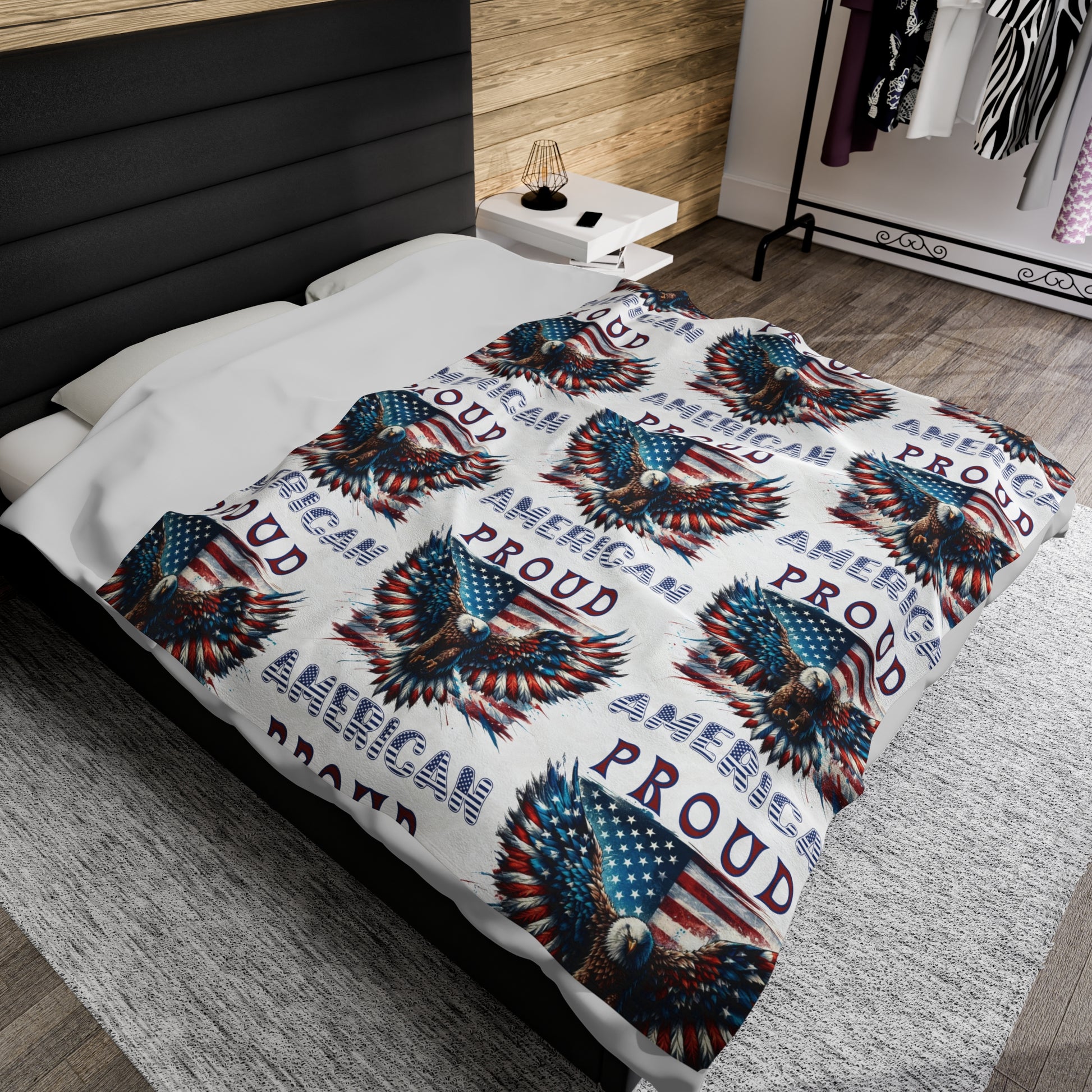 Patriotic American Flag and Eagle Velveteen Plush Blanket Cozy Up with Stunning USA Symbol! Perfect for Living Rooms, Bedrooms, and Proud Americans Housewarming, Dad's Gift for Birthday - MRSBYVALLE