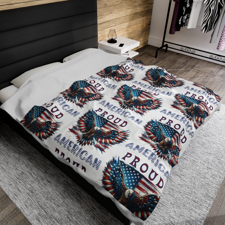 Patriotic American Flag and Eagle Velveteen Plush Blanket Cozy Up with Stunning USA Symbol! Perfect for Living Rooms, Bedrooms, and Proud Americans Housewarming, Dad's Gift for Birthday - MRSBYVALLE