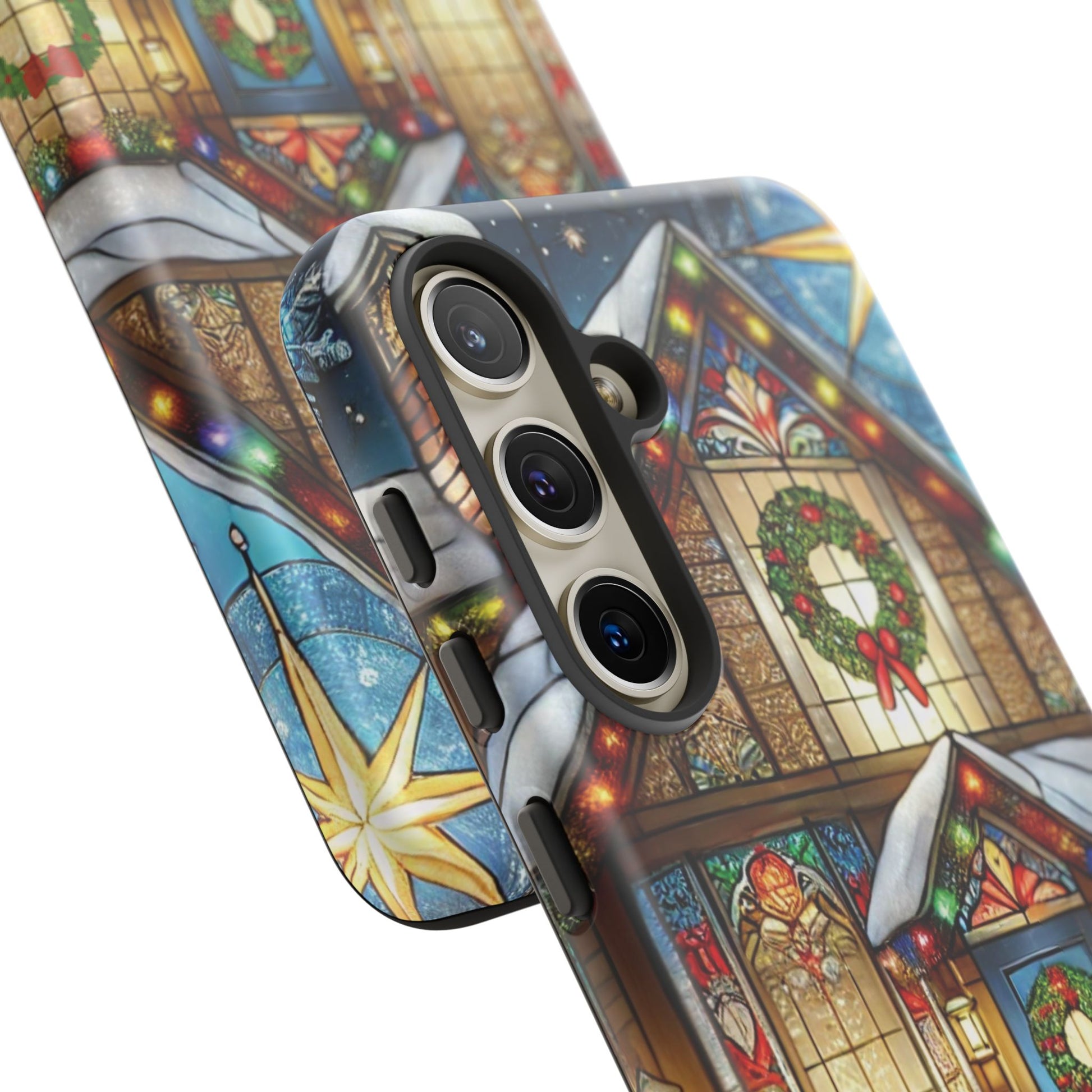 Stain Glass Christmas Phone Case Unique Holiday Protection for Your Device | Stylish & Durable Cover Gift for Her Phone 15, Samsung iPhone Samsung Accessory Gift for Her