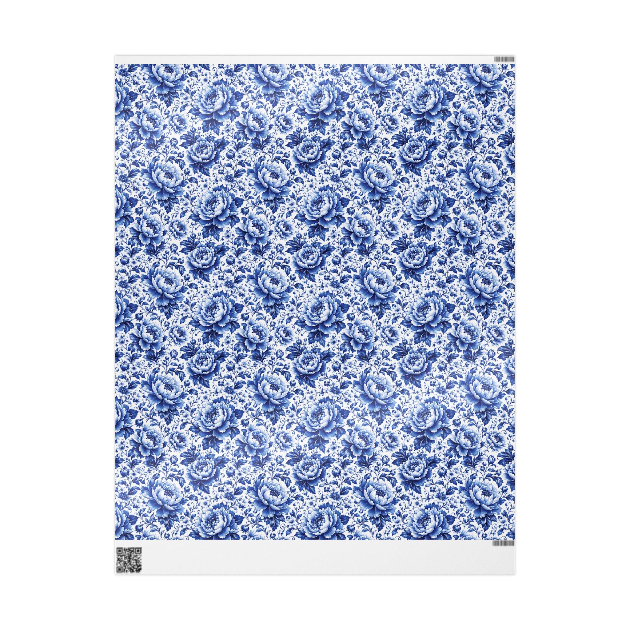 Blue & White Chinoiserie Peony Floral Luxury Gift Wrapping Paper Elegant Gift Wrap for Weddings & Holidays