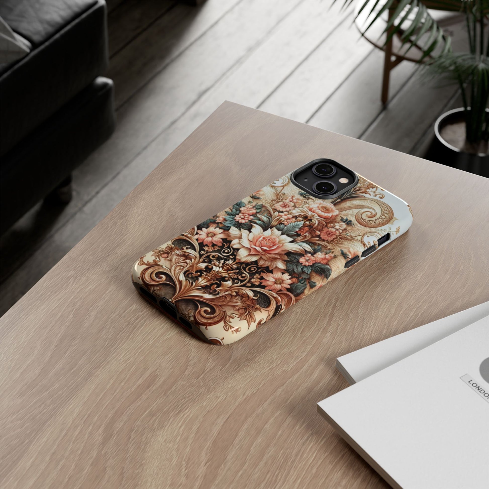 Gold Design Luxury Phone Tough Case Floral Elegant Durable Stylish for Modern Devices iPhone 17, 16, 15, Samsung iPhone Samsung Accessory Gift for Her