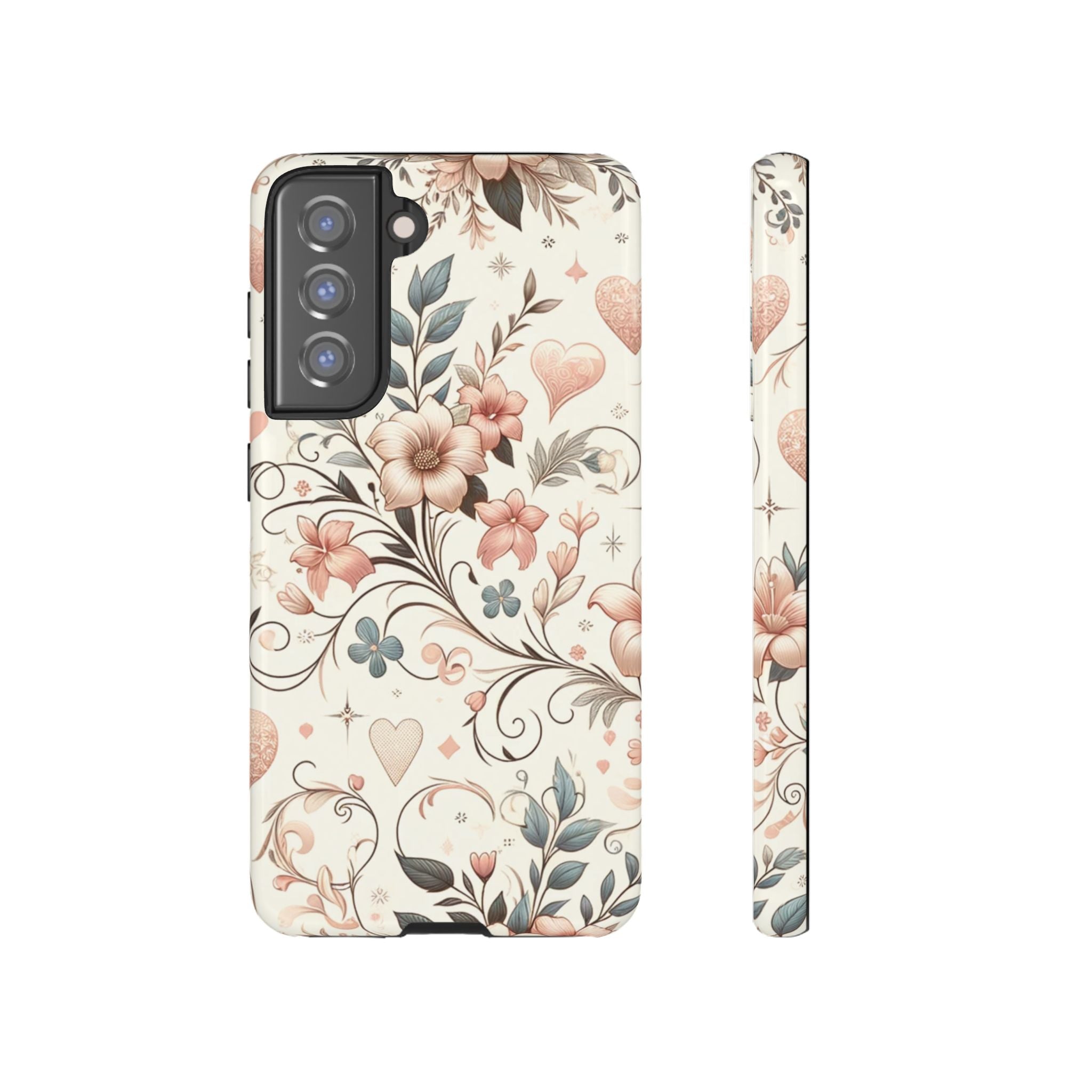 Floral Design Luxury Phone Tough Case Floral Elegant Durable Stylish for Modern Devices iPhone 17, 16 15, Samsung iPhone Samsung Accessory Gift for Her