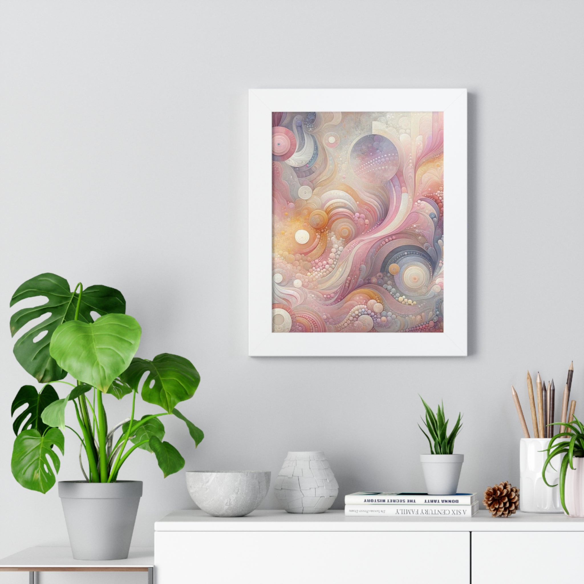 Pink Contemporary Elegance Abstract Modern Art Framed Canvas Print Wall Classic Encased in Black, White, or Walnut Frames with Durable Acrylic Protection Ready to Hang Timelessly Crafted..