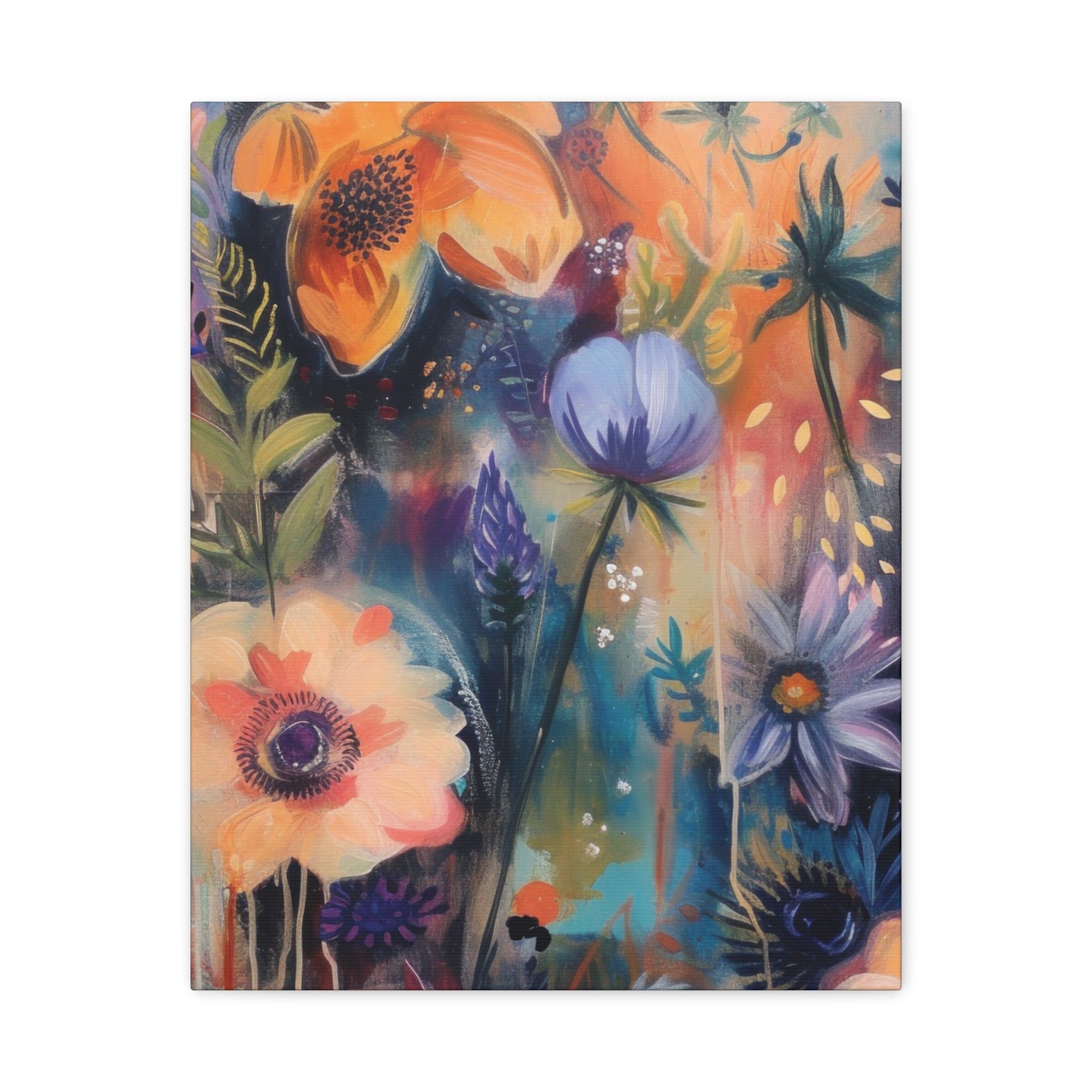 Boho Floral Wall Art Matte Canvas Stretched, Vibrant Botanical Design, Perfect for Living Room, Bedroom, or Office Decor, Adds a Stylish Touch to Any Space1.25" - MRSBYVALLE