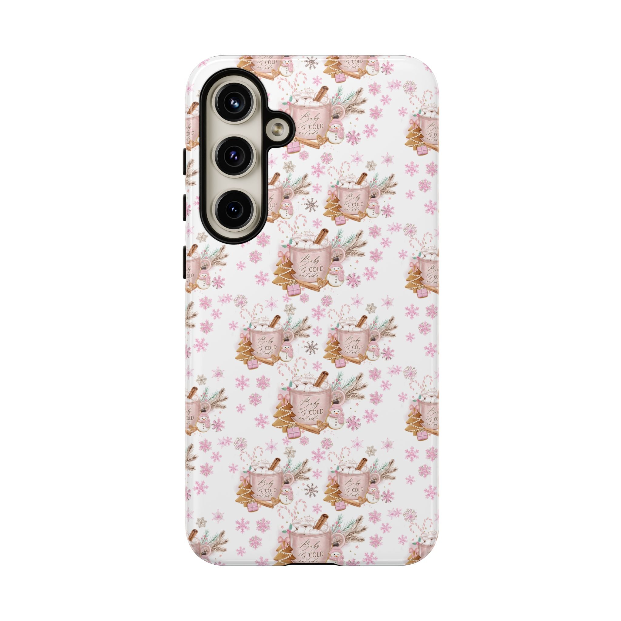 Baby it's Cold Outside Pink and White Phone Case Unique Holiday Protection for Your Device | Stylish & Durable Cover Gift for Her Phone 15, Samsung iPhone Samsung Accessory Gift for Her