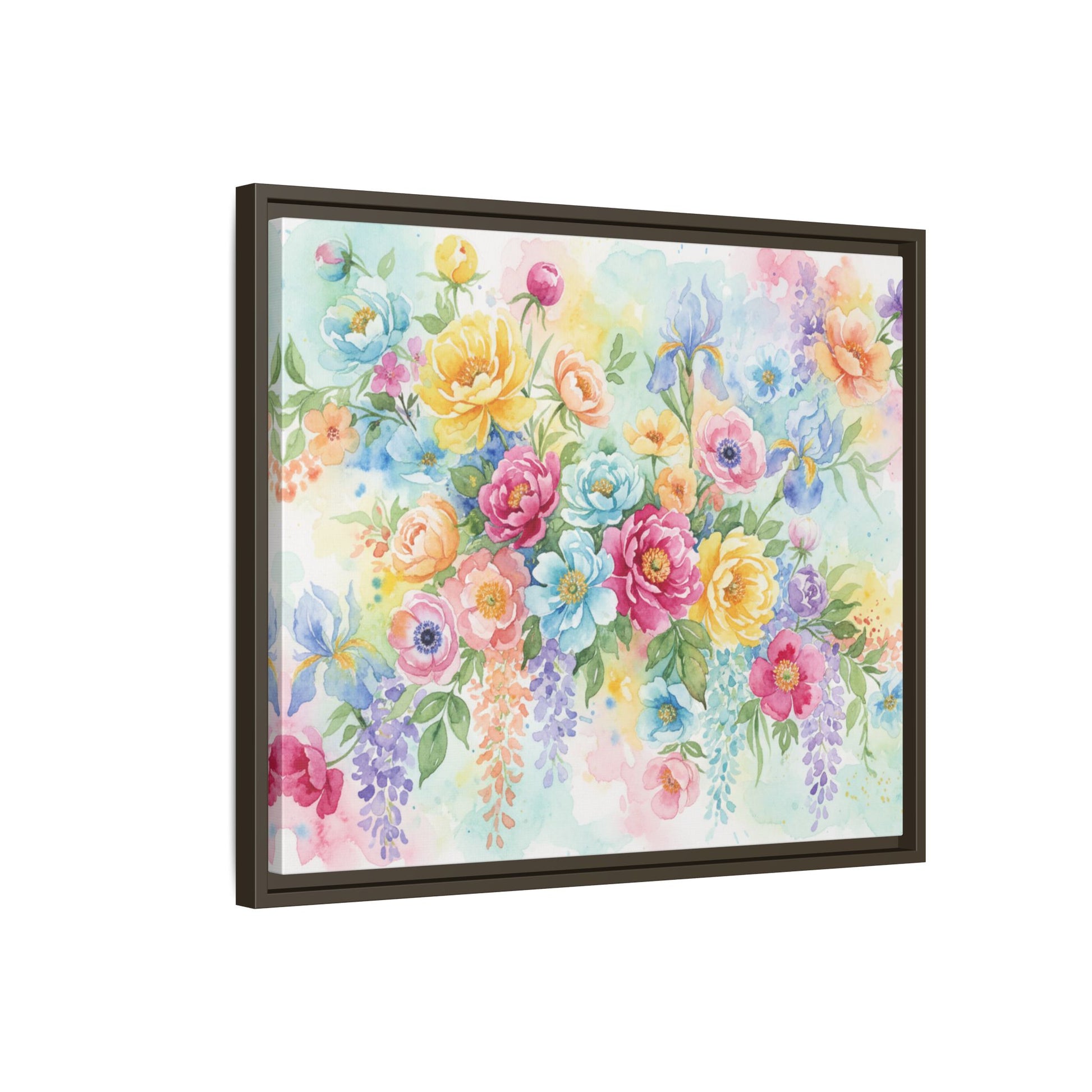 Watercolor Floral Bouquet Canvas, Framed Matte Wall Art | Multi-Color Wall Art