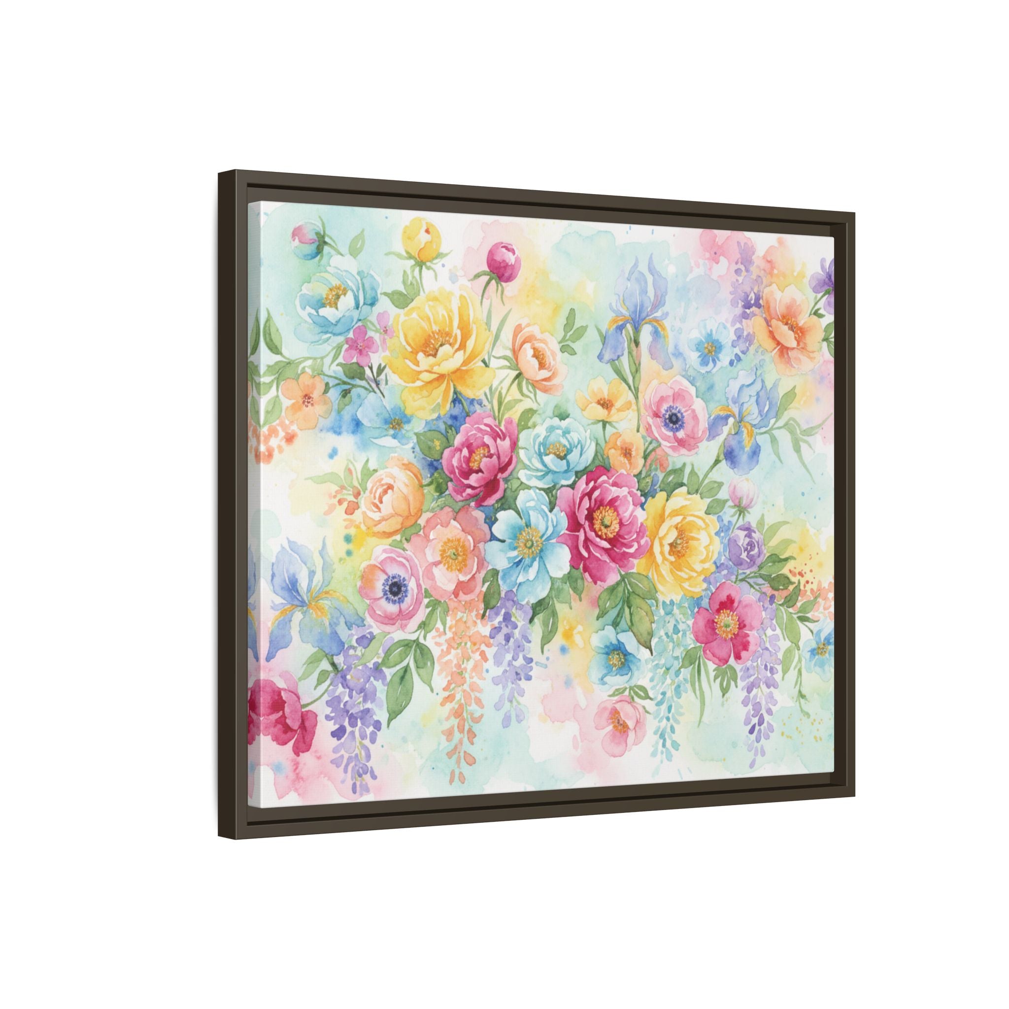 Toile Bouquet Floral Aquarelle, Art Mural Mat Encadré | Art Mural Multicolore