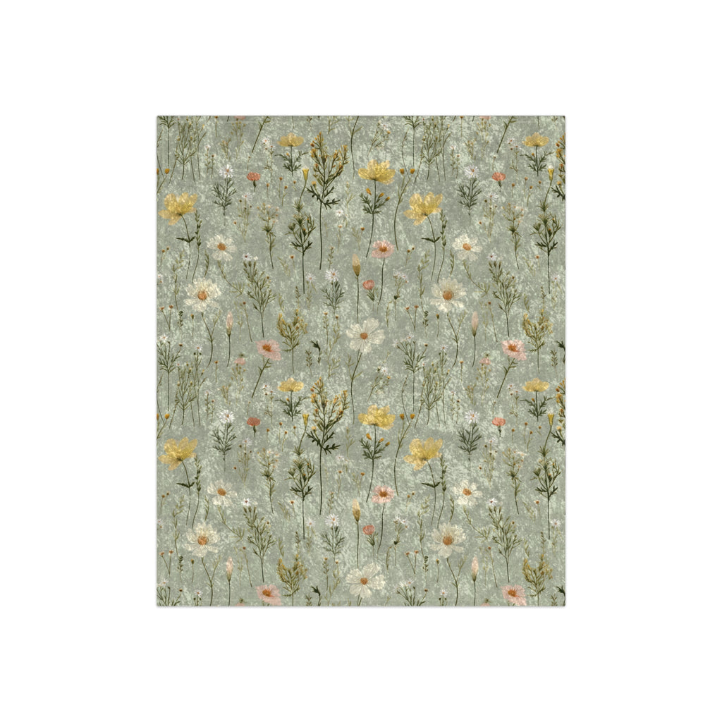 Boho Wildflowers Crushed Velvet Blanket | 50x60 Inches | Luxuriously Soft & Cozy | Vibrant Floral Design for Boho-Inspired Comfort and Style Throw for Beds and Sofas - MRSBYVALLE