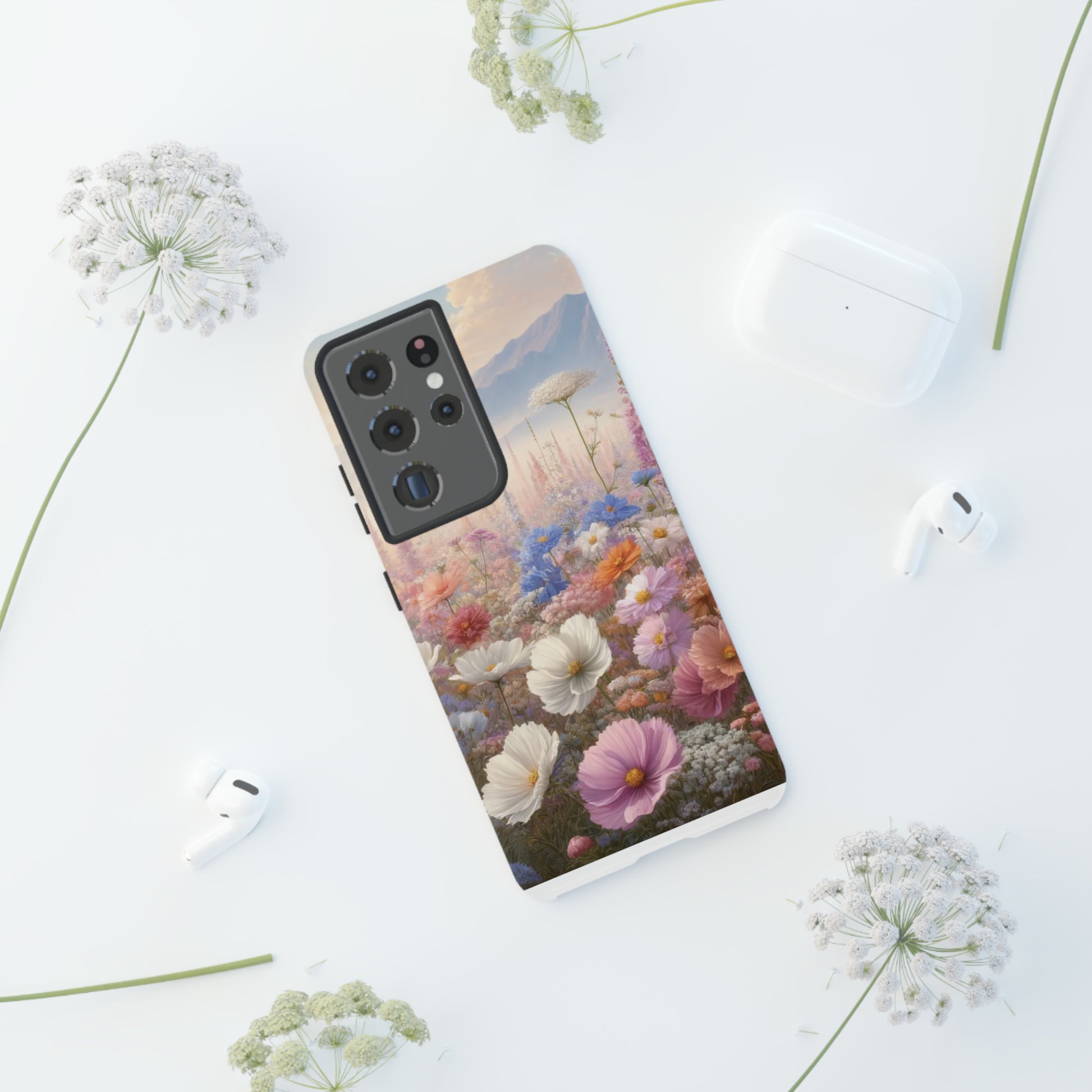 Phone Case Floral Boho Luxury Tough Case Floral Elegant Durable Stylish for Modern Devices iPhone 15, Samsung iPhone Samsung Accessory Gift for Her.