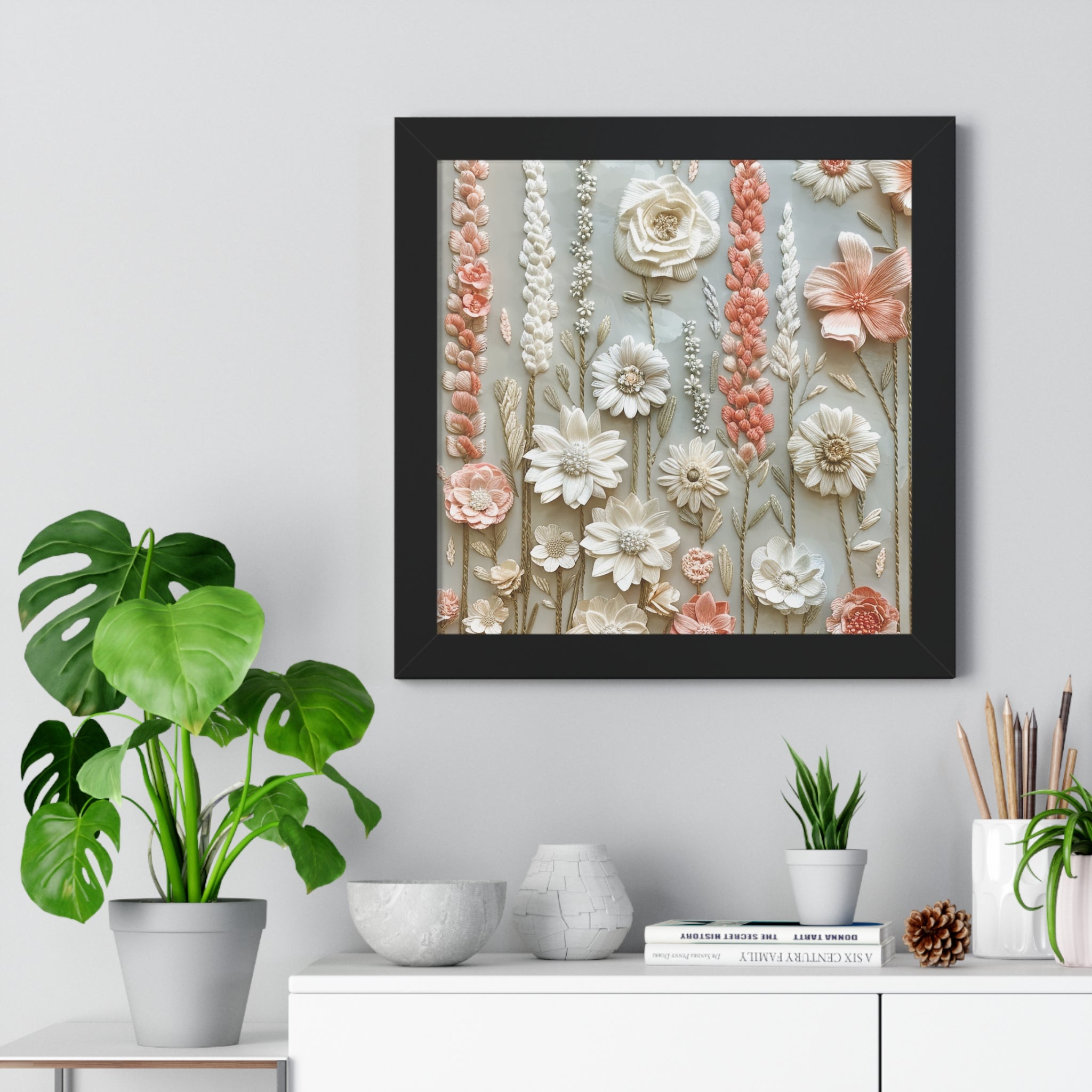 Delicate Pastel Floral Wall Art Captivating Blossom Patterns in Soft Hues and Elegant Home Décor Perfect for Living Rooms, Bedrooms, and Cozy Corners Encased in Black, White, or Walnut Frames with Durable Ready to Hang  Timelessly Crafted. - MRSBYVALLE