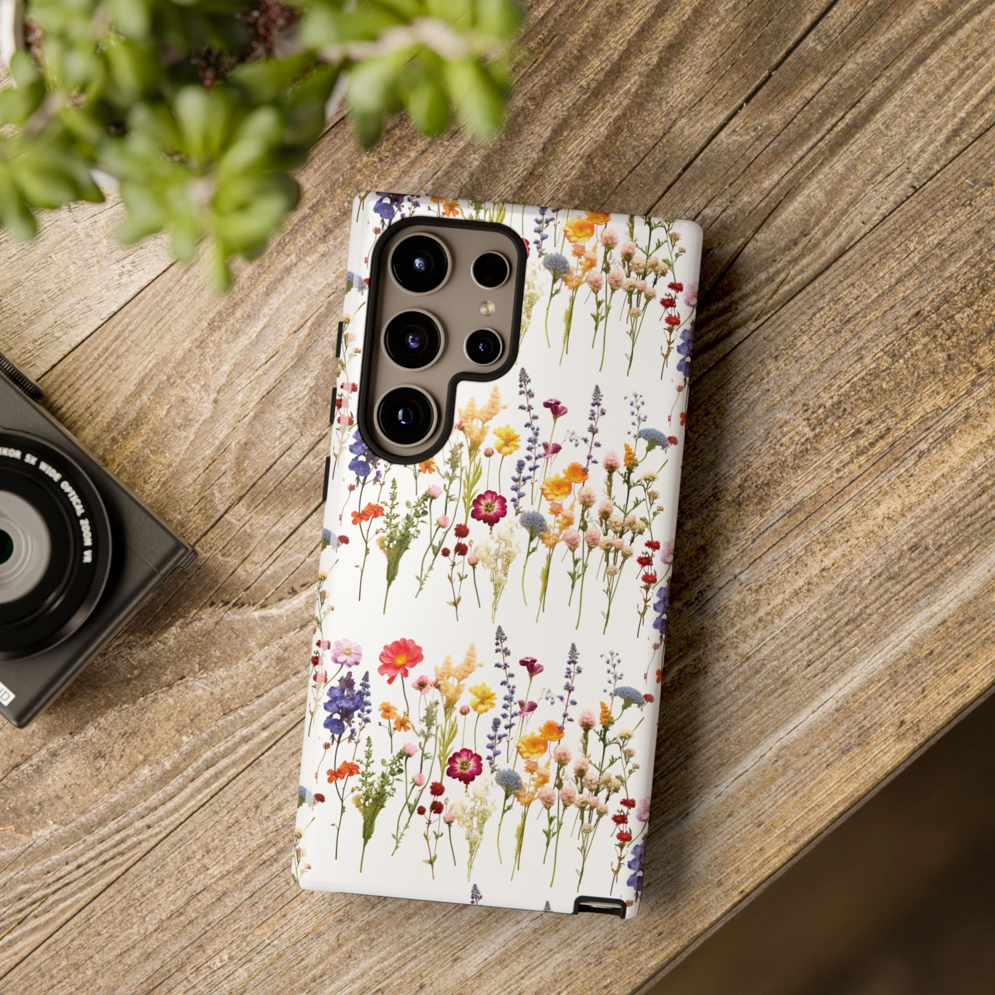 White Best Phone Case Press Flowers Floral 3D Illusion Luxury Tough Case Floral Elegant Durable Stylish for Modern Devices iPhone 17, 16, 15, Samsung iPhone Samsung Accessory Gift for Her