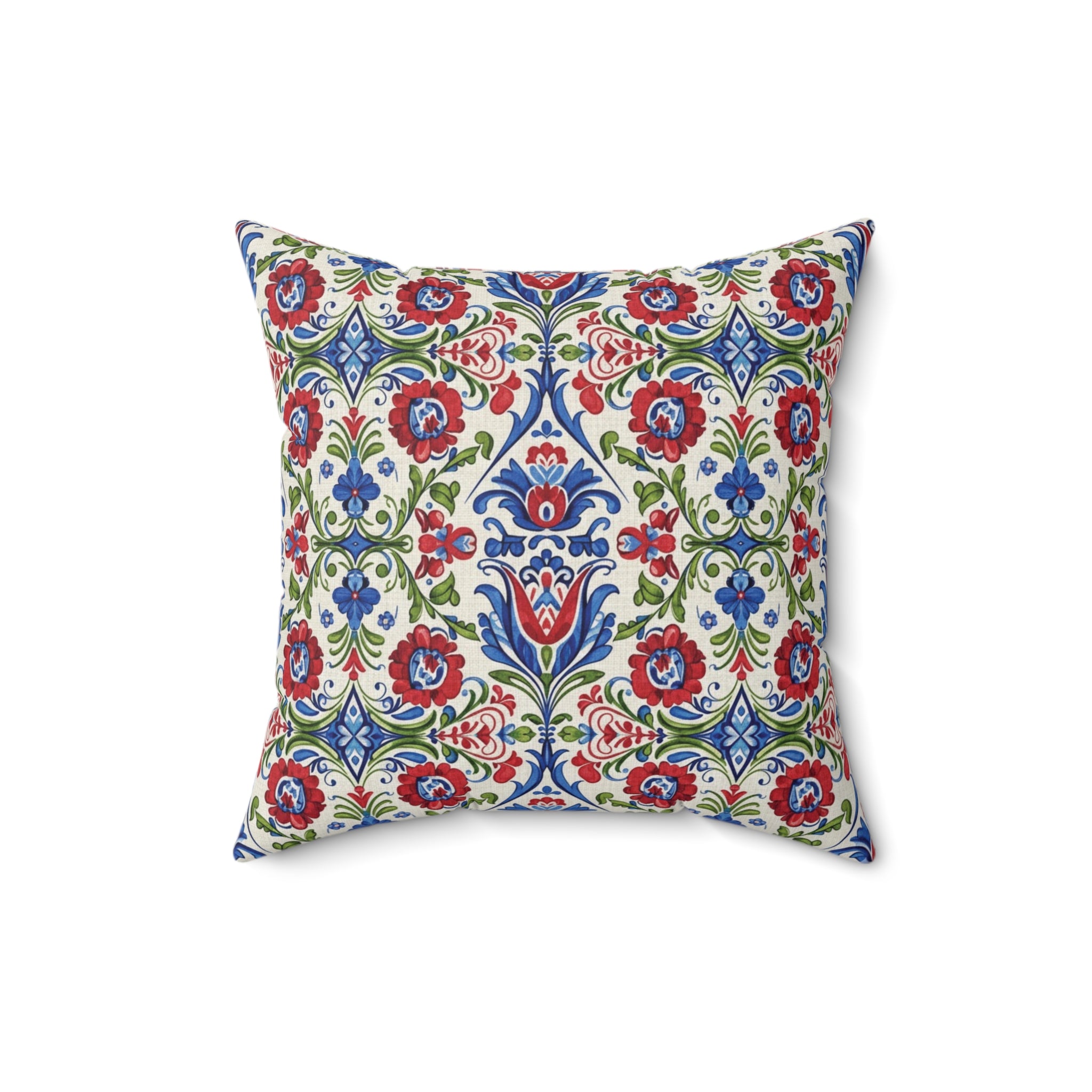 Kashubian Folk Art Pillow | Traditional Polish Floral Cushion | Decorative Throw Pillow for Sofa, Bed & Home Décor Accent Housewarming