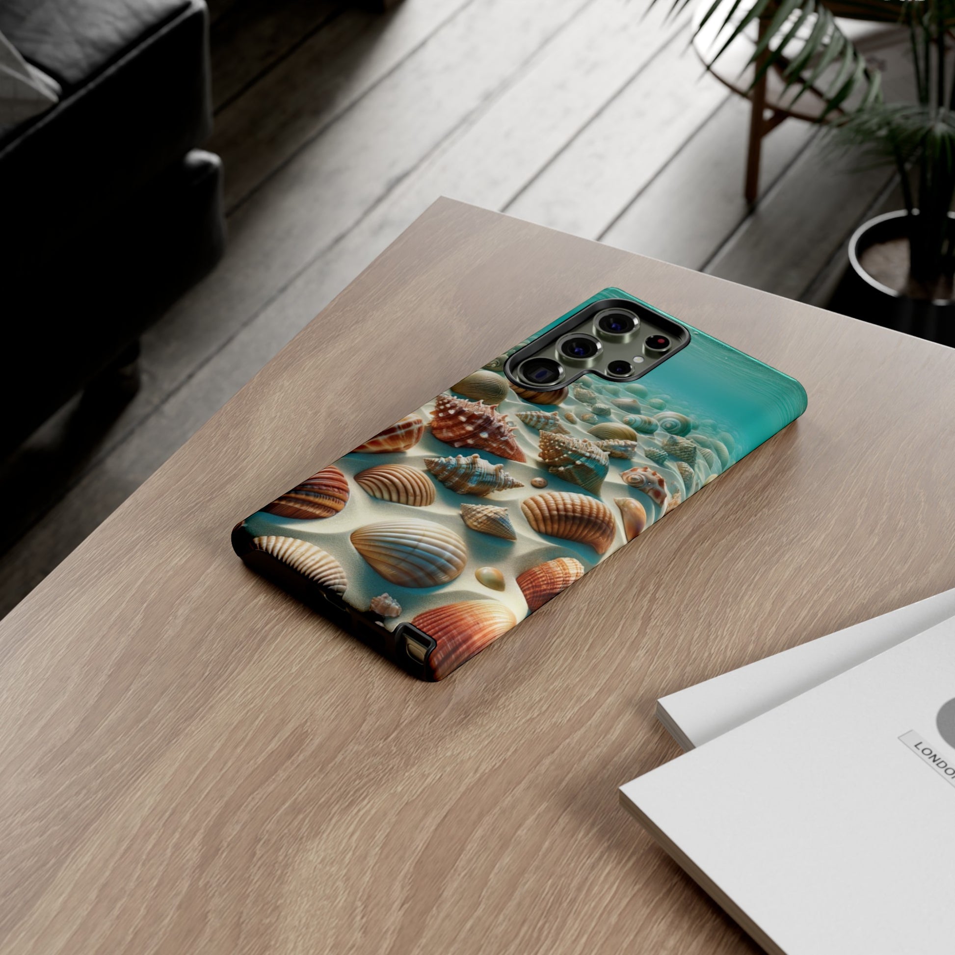 Plush Ocean Bliss Turquoise Seashell Ocean Beach View Protective Phone Case Gift for Her Phone 15, Samsung iPhone Samsung Gift for Her Case iPhone 15, Samsung iPhone Samsung Accessory Gift for Her.
