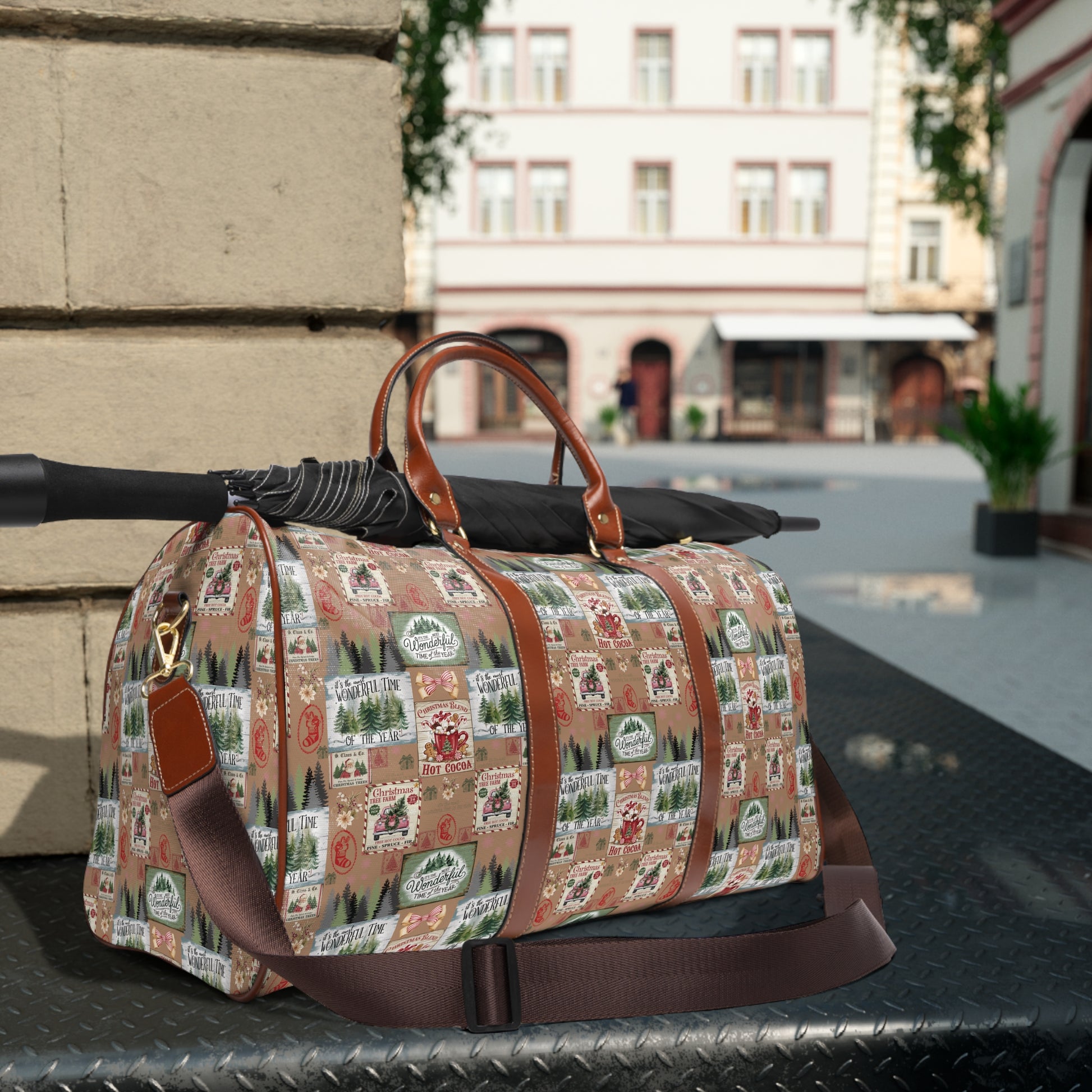 Unique Christmas Gift Travel Bag with Stamps Design Ideal Holiday Gift for Globetrotters Durable Overnight Bag for Luxurious and Chic Travel - MRSBYVALLE